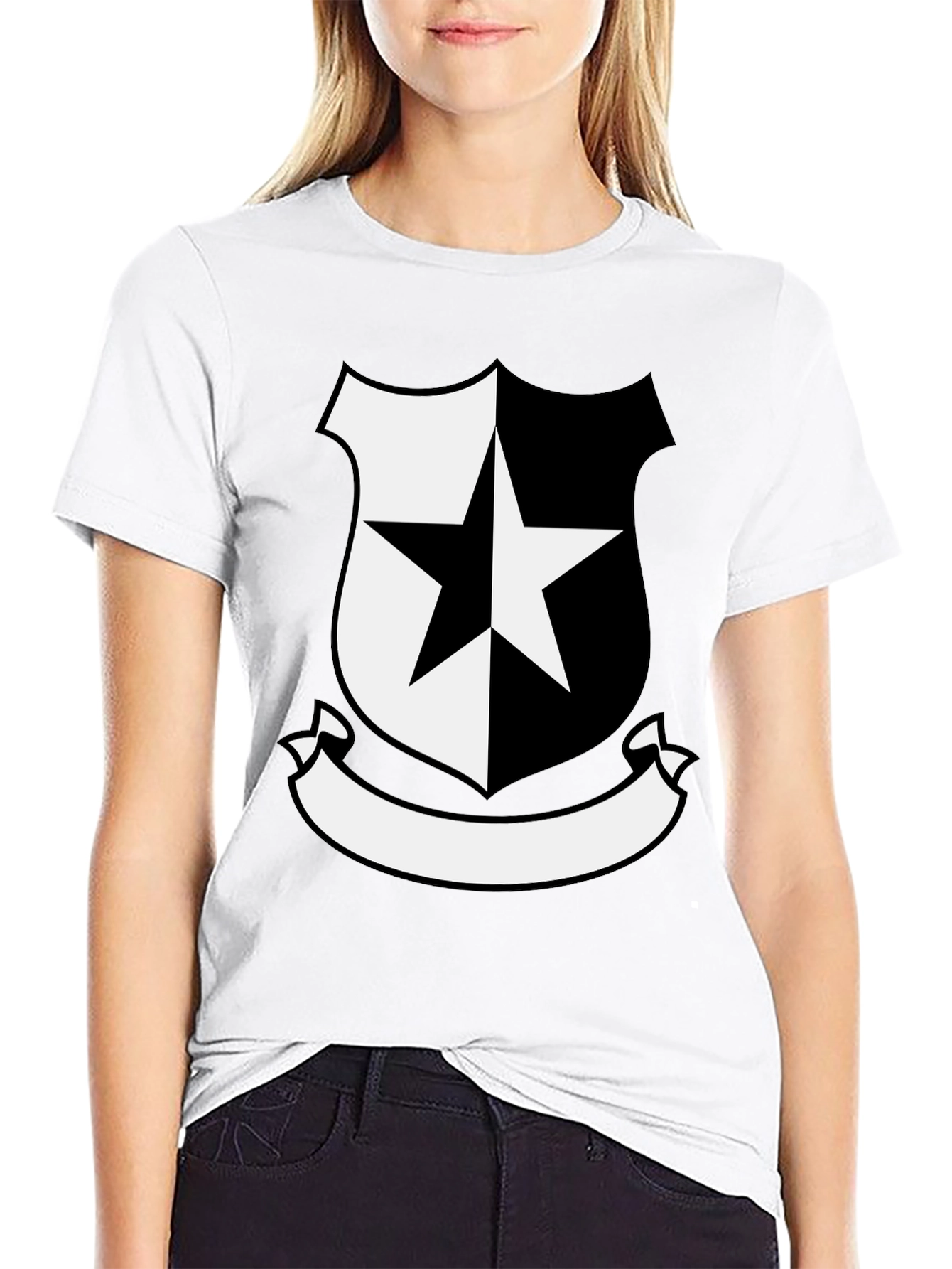 Black T-Shirt with Star Emblem