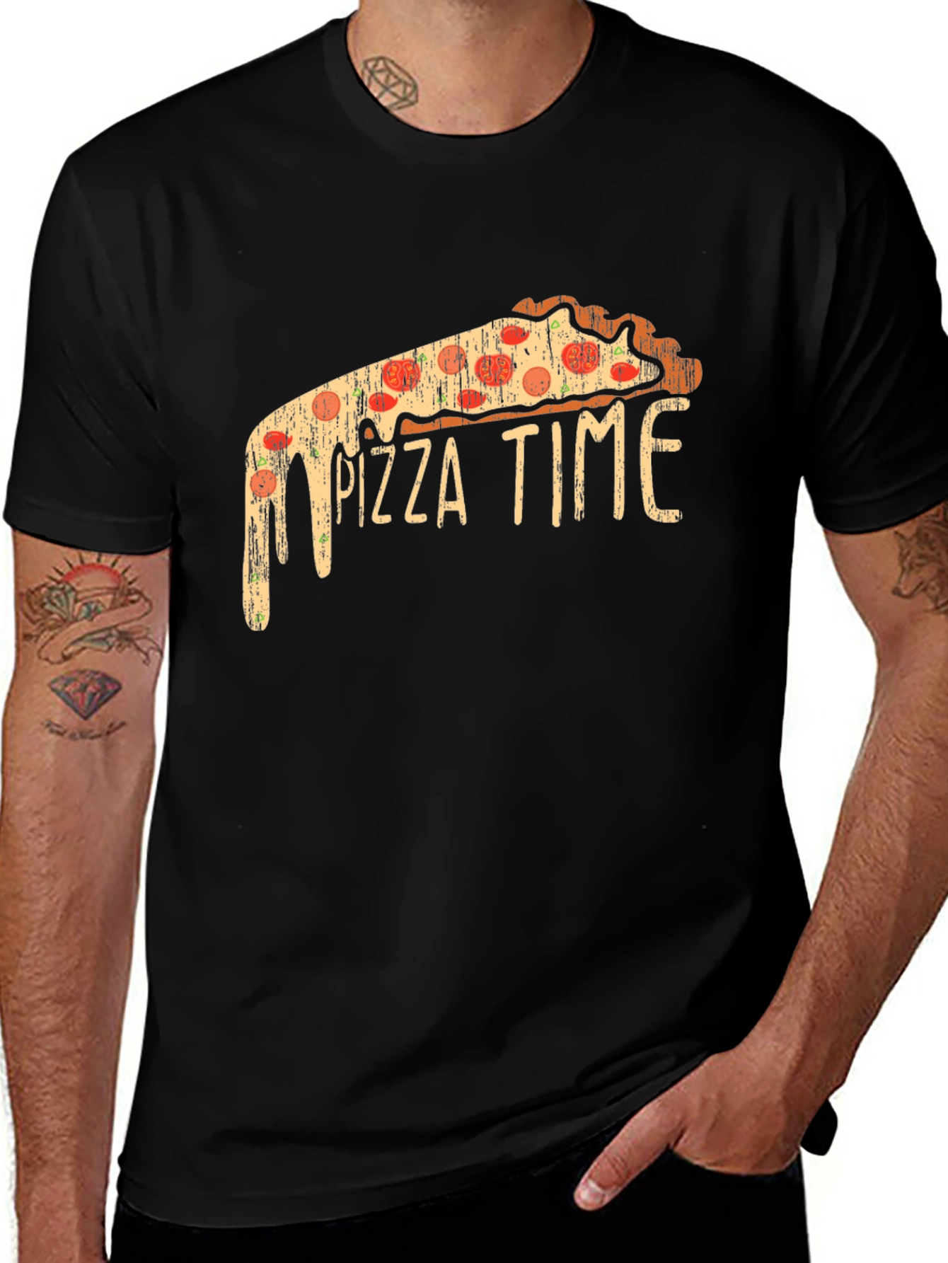 Pizza Time Graphic Tee - Unisex Black T-Shirt