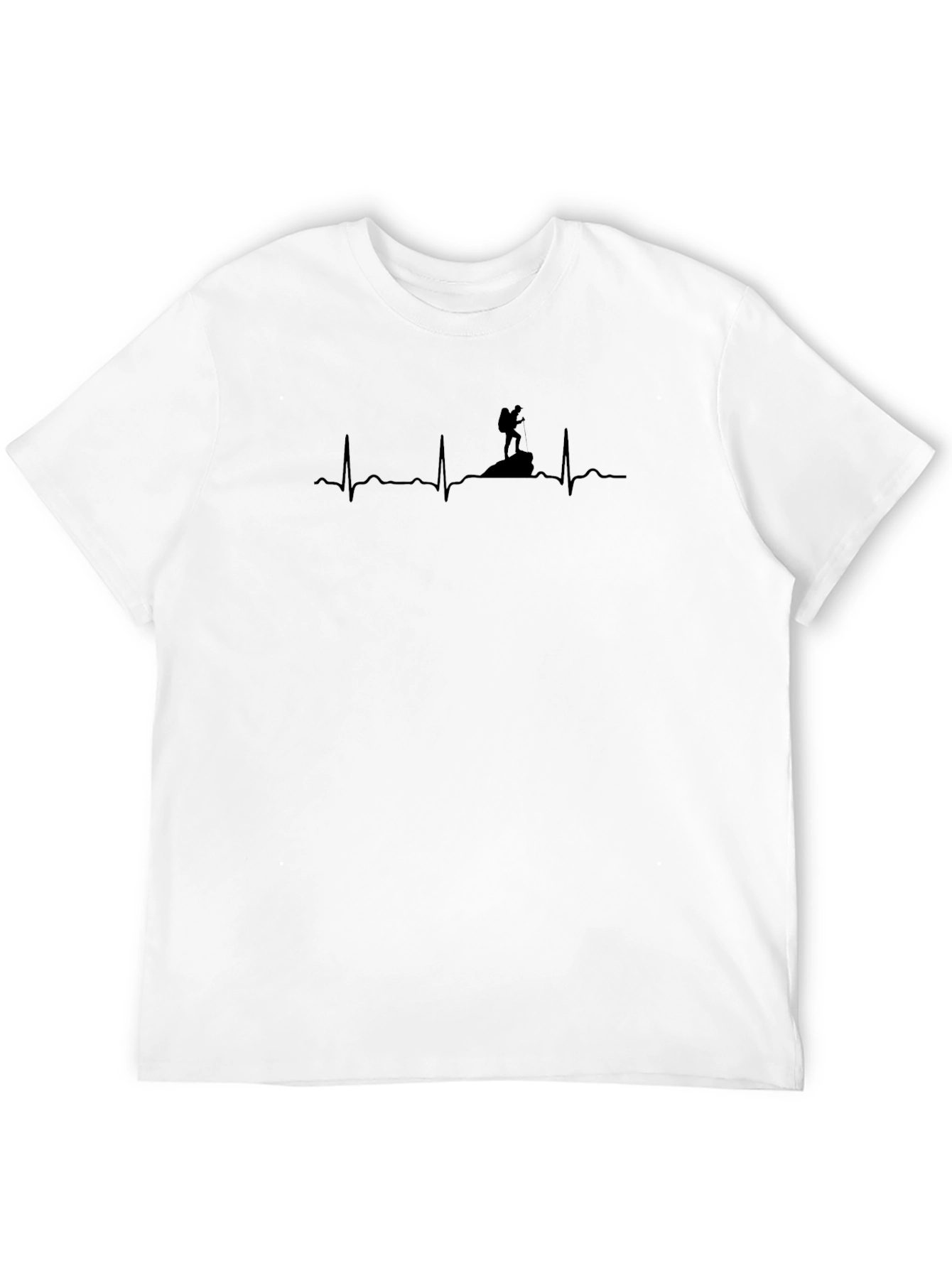 Hiking Heartbeat T-Shirt - Black Crew Neck Tee
