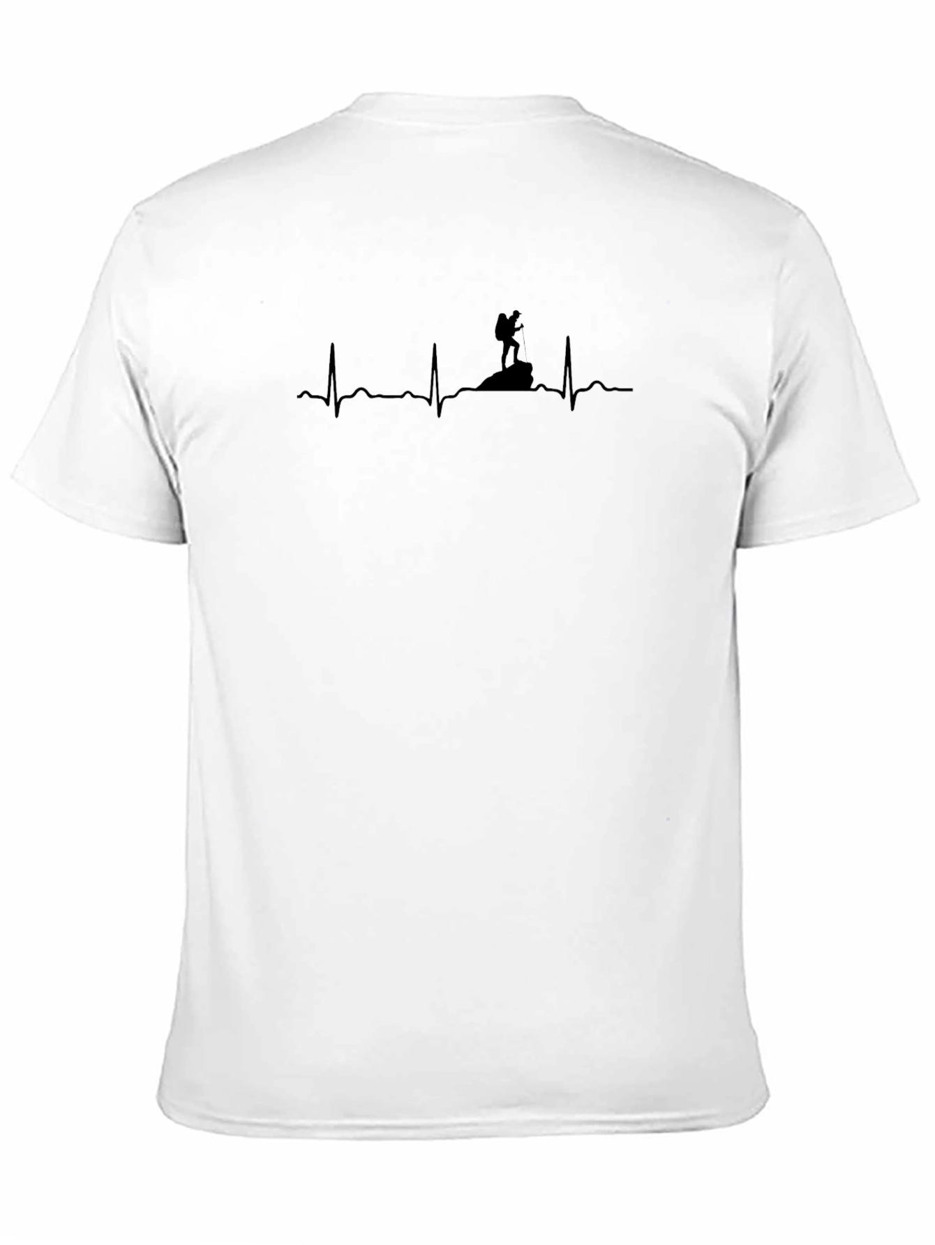 Hiking Heartbeat T-Shirt - Black Crew Neck Tee