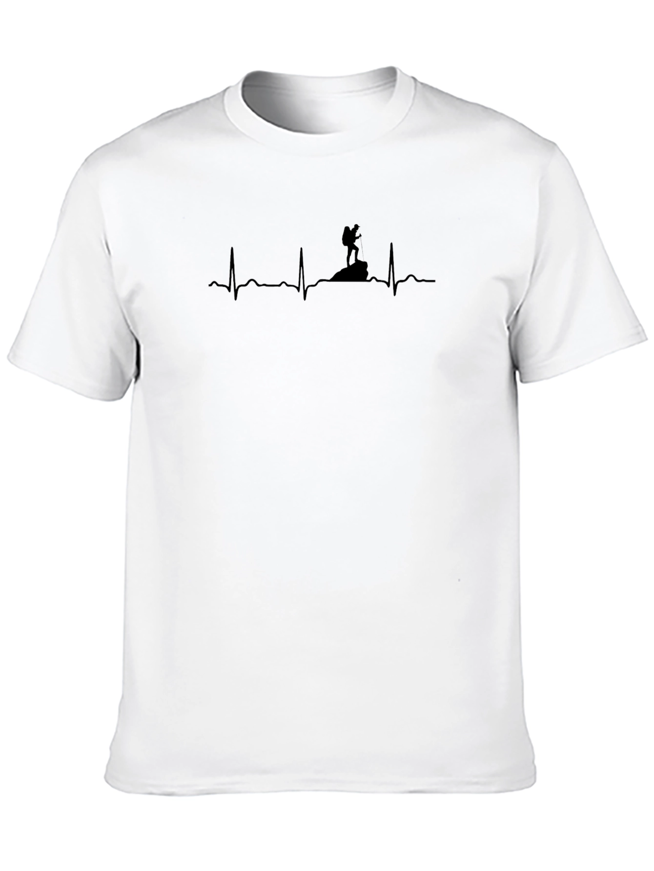 Hiking Heartbeat T-Shirt - Black Crew Neck Tee