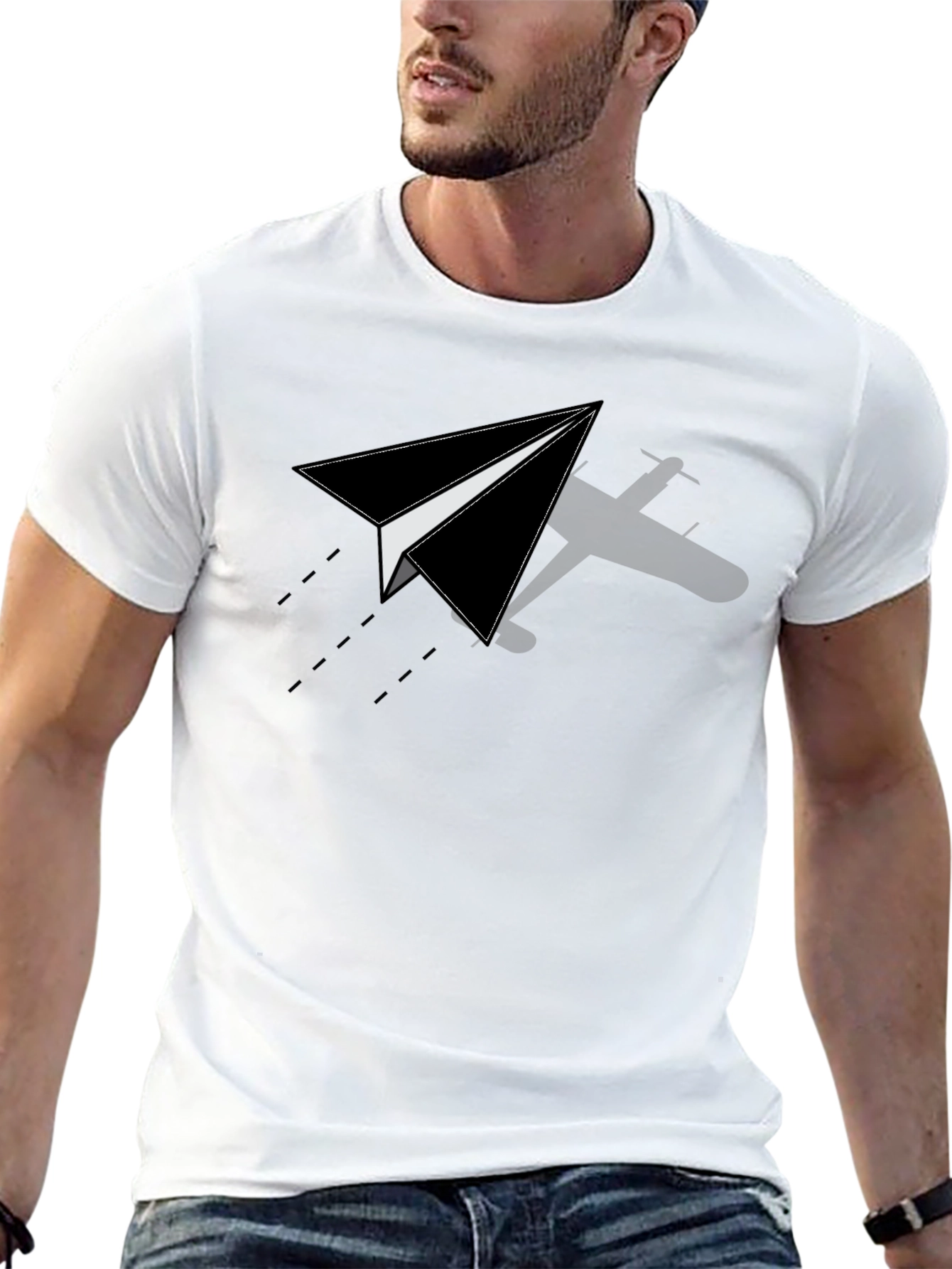 Paper Airplane Graphic Tee - Stylish Casual Comfort