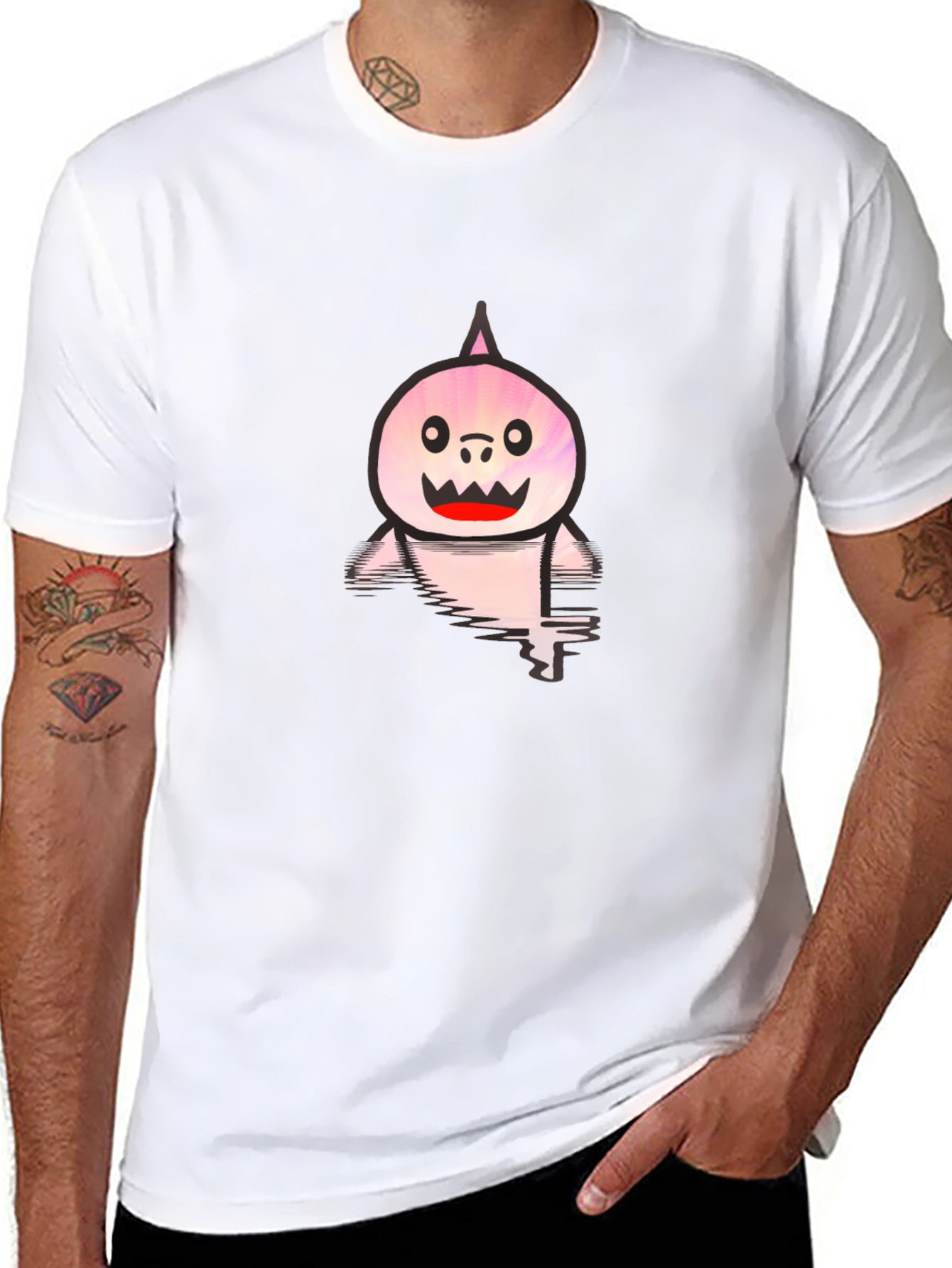 Shark Cartoon Graphic Tee - Casual Comfort