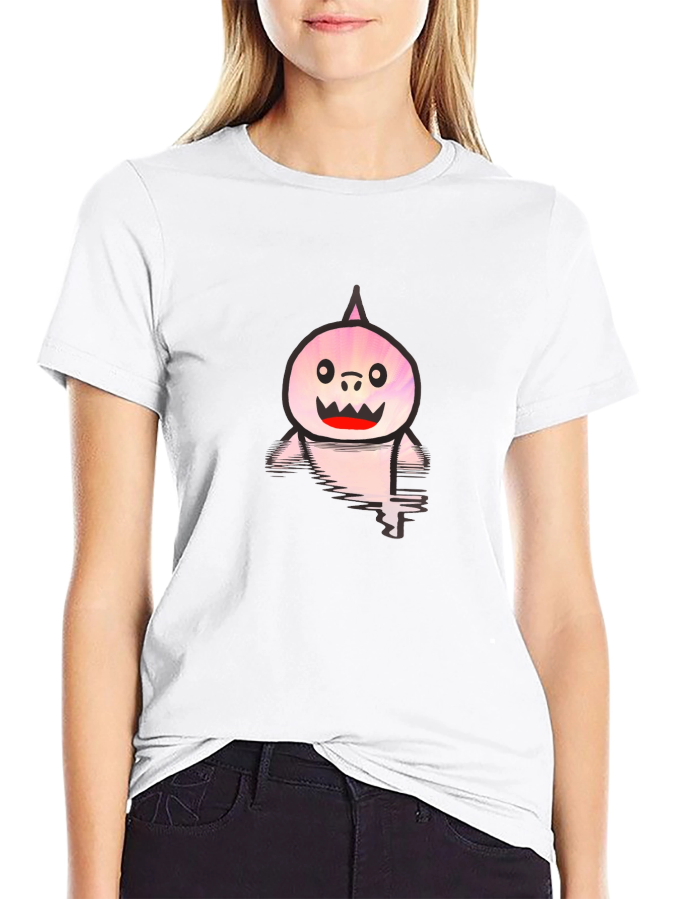 Shark Cartoon Graphic Tee - Casual Comfort