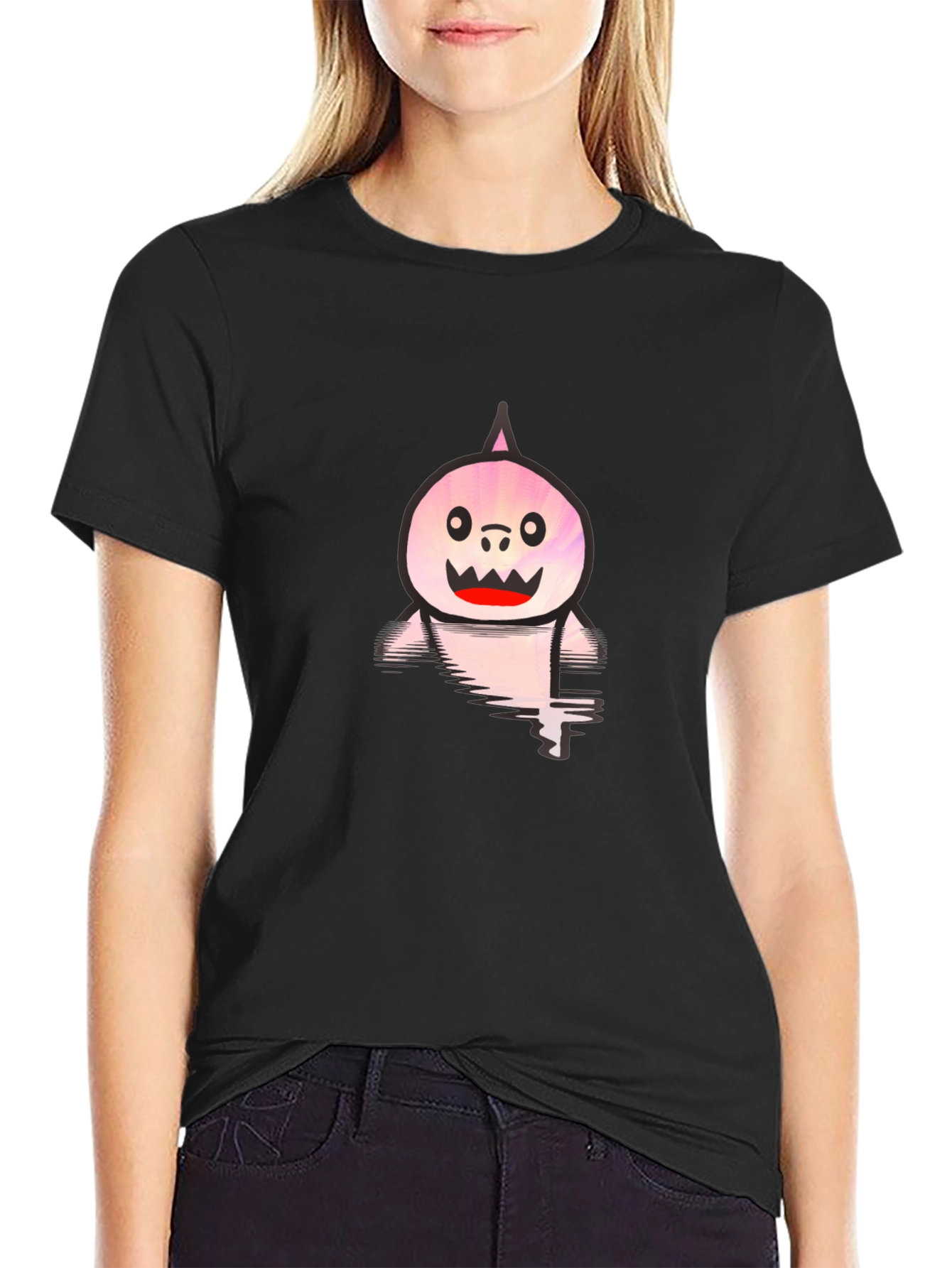 Shark Cartoon Graphic Tee - Casual Comfort