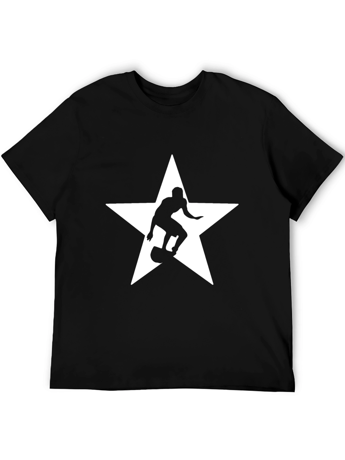Skater Star Graphic Tee - Black Cotton T-Shirt