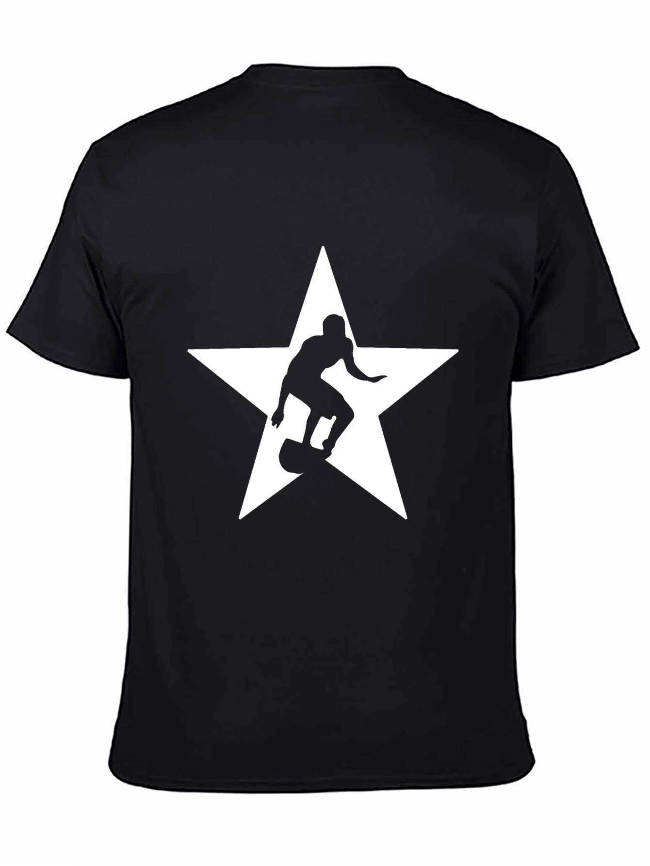 Skater Star Graphic Tee - Black Cotton T-Shirt