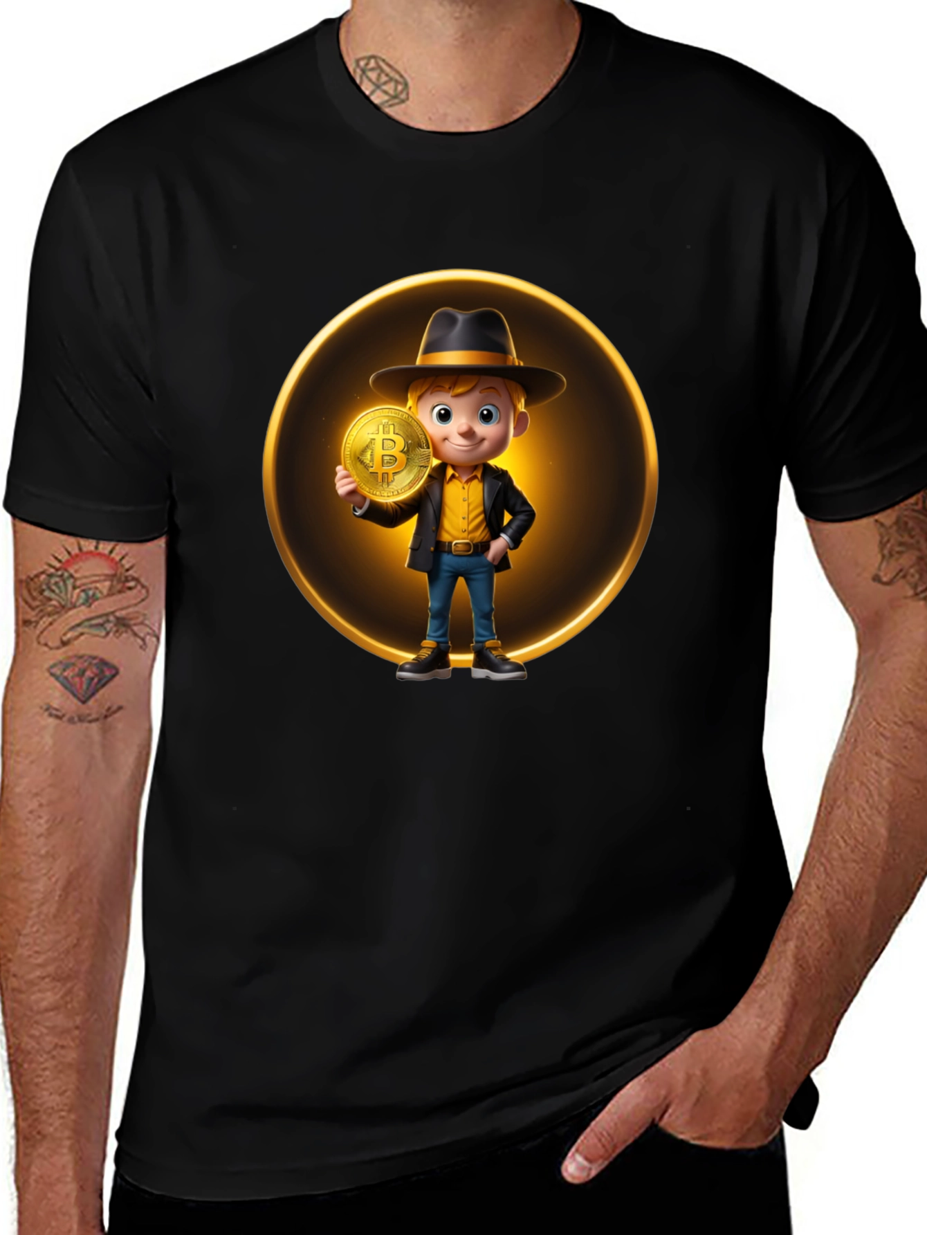 Bitcoin Boy Graphic Black T-Shirt