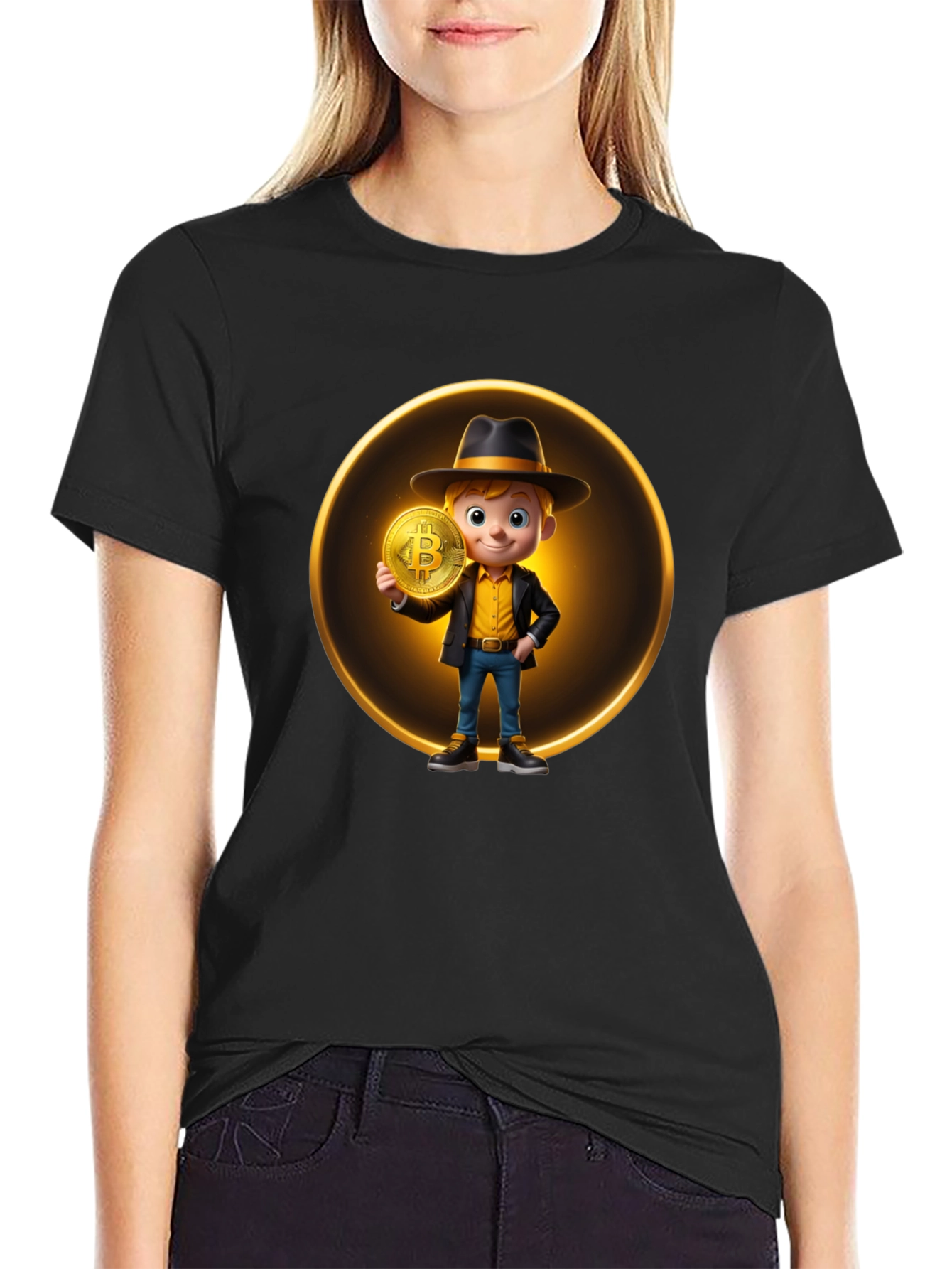 Bitcoin Boy Graphic Black T-Shirt