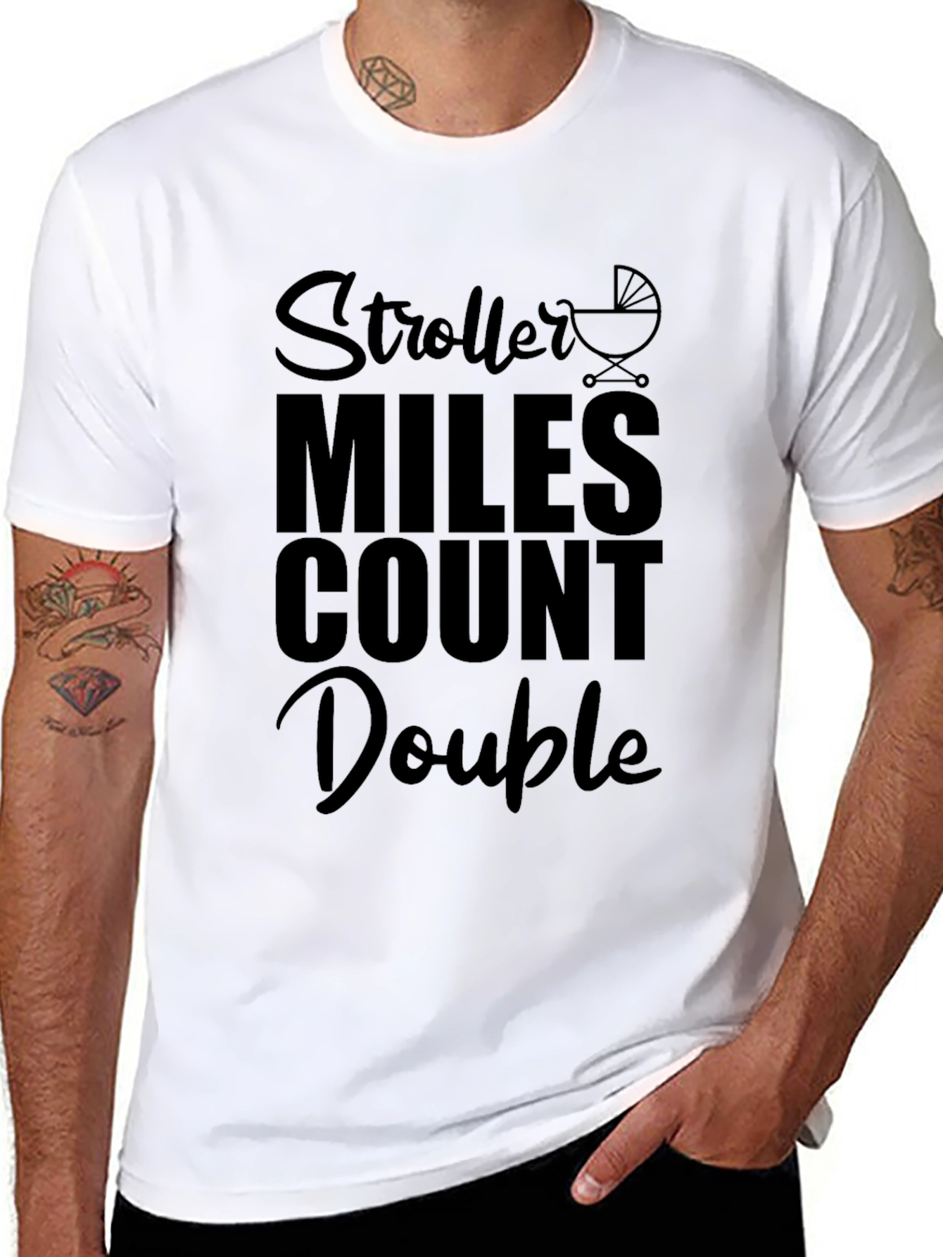 Stroller Miles Count Double T-Shirt