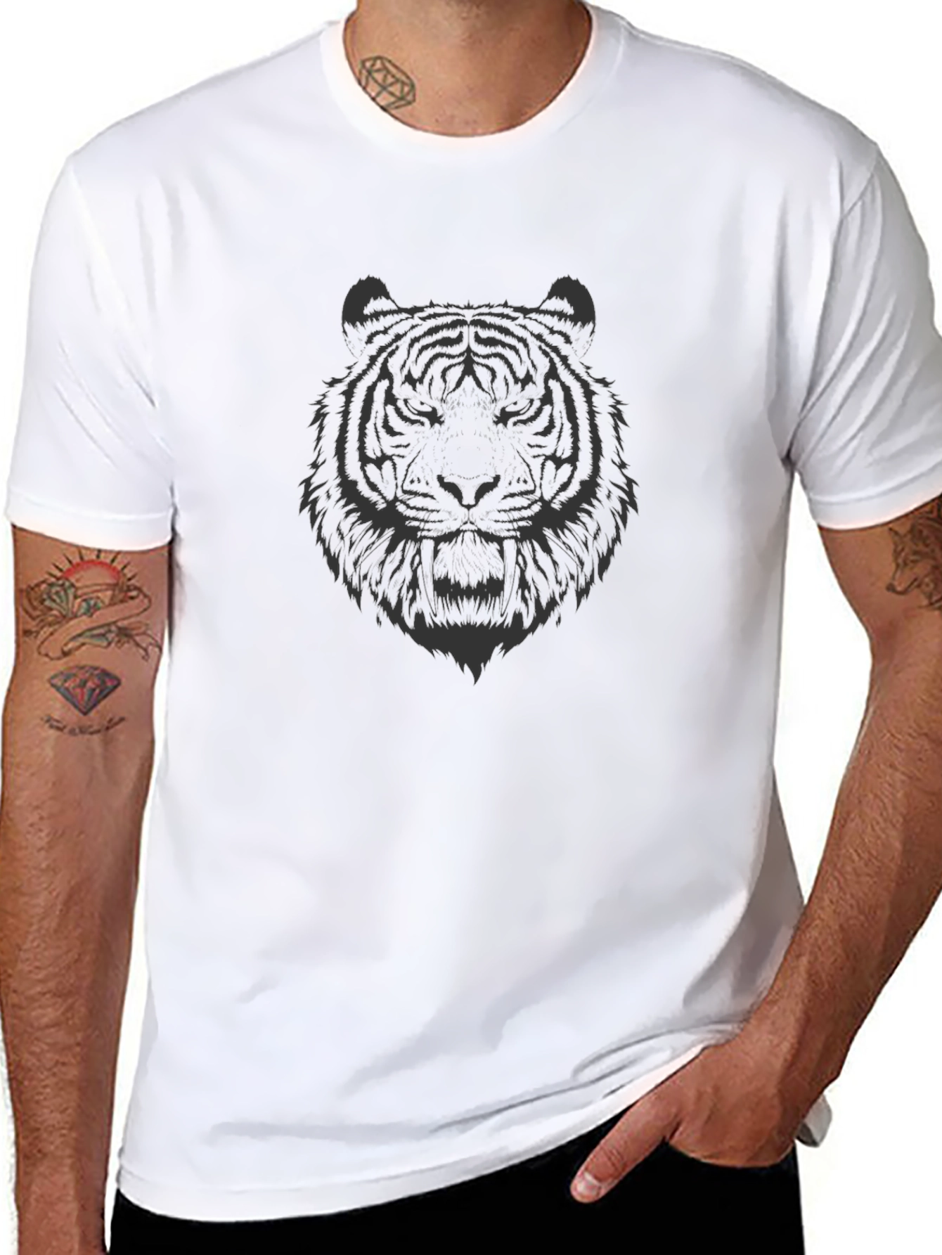 Tiger Graphic T-Shirt - Mens Casual Tee