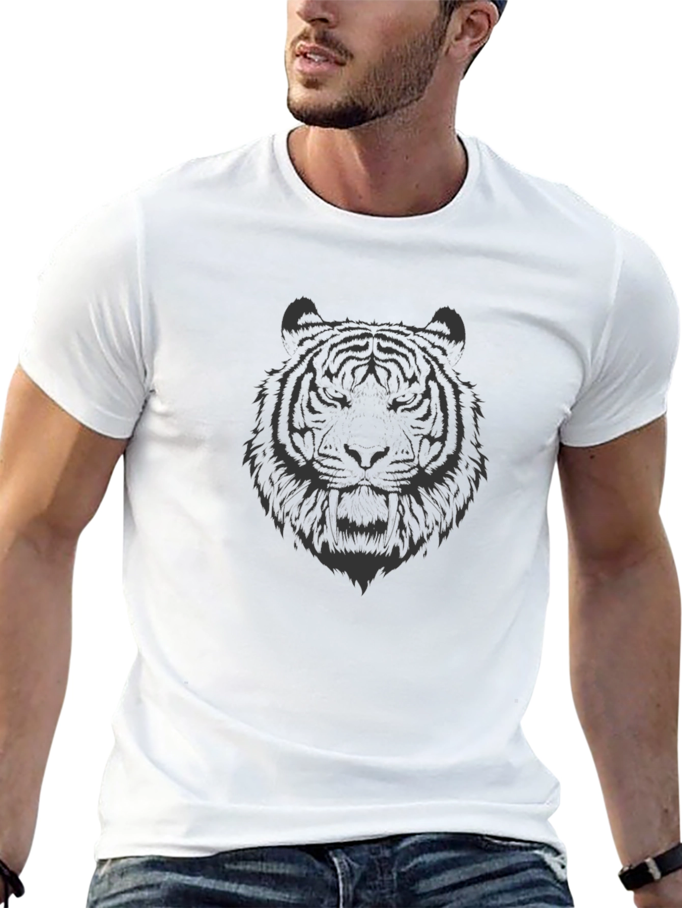 Tiger Graphic T-Shirt - Mens Casual Tee