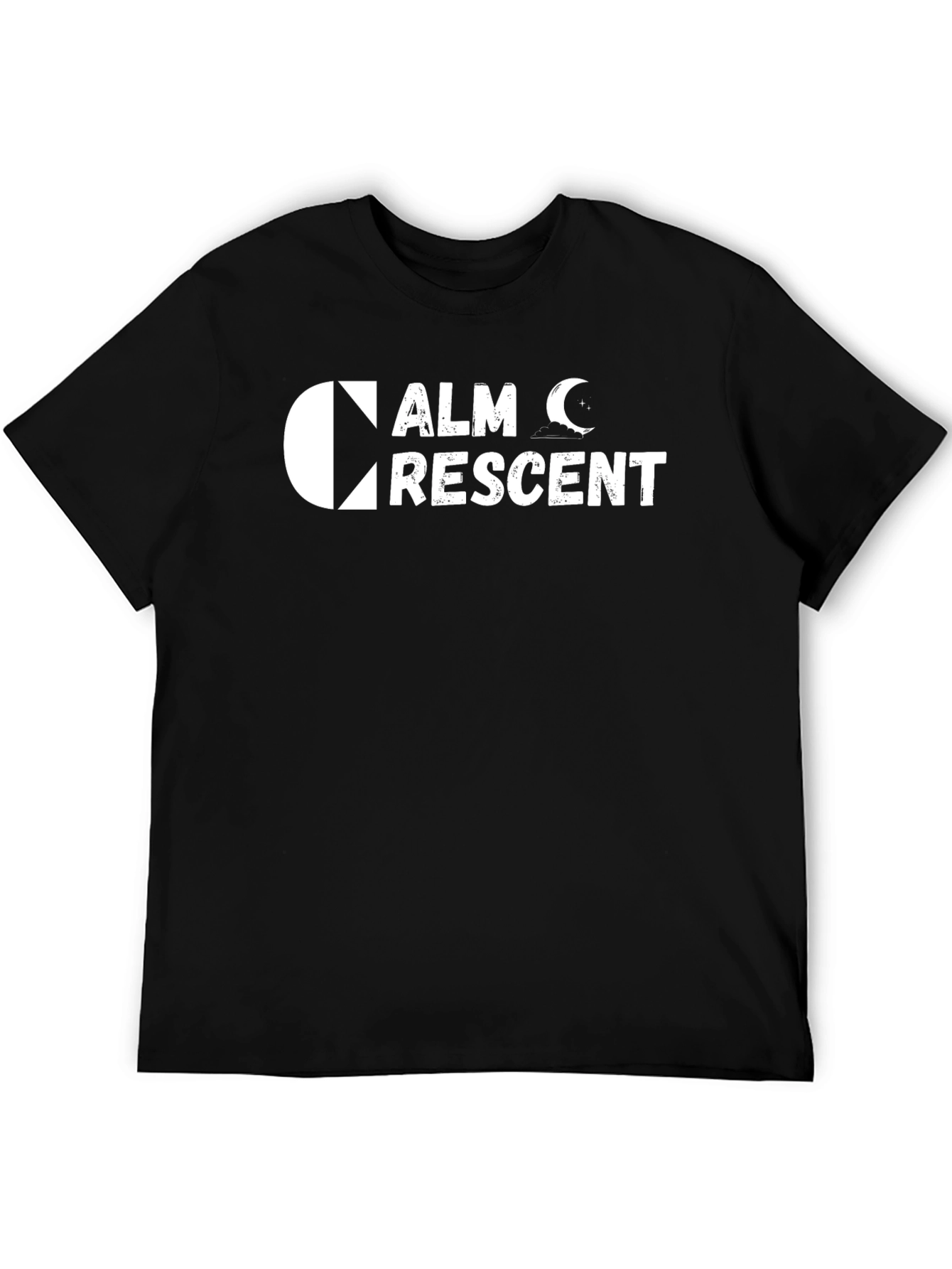 Calm Crescent Black T-Shirt - Unique Design