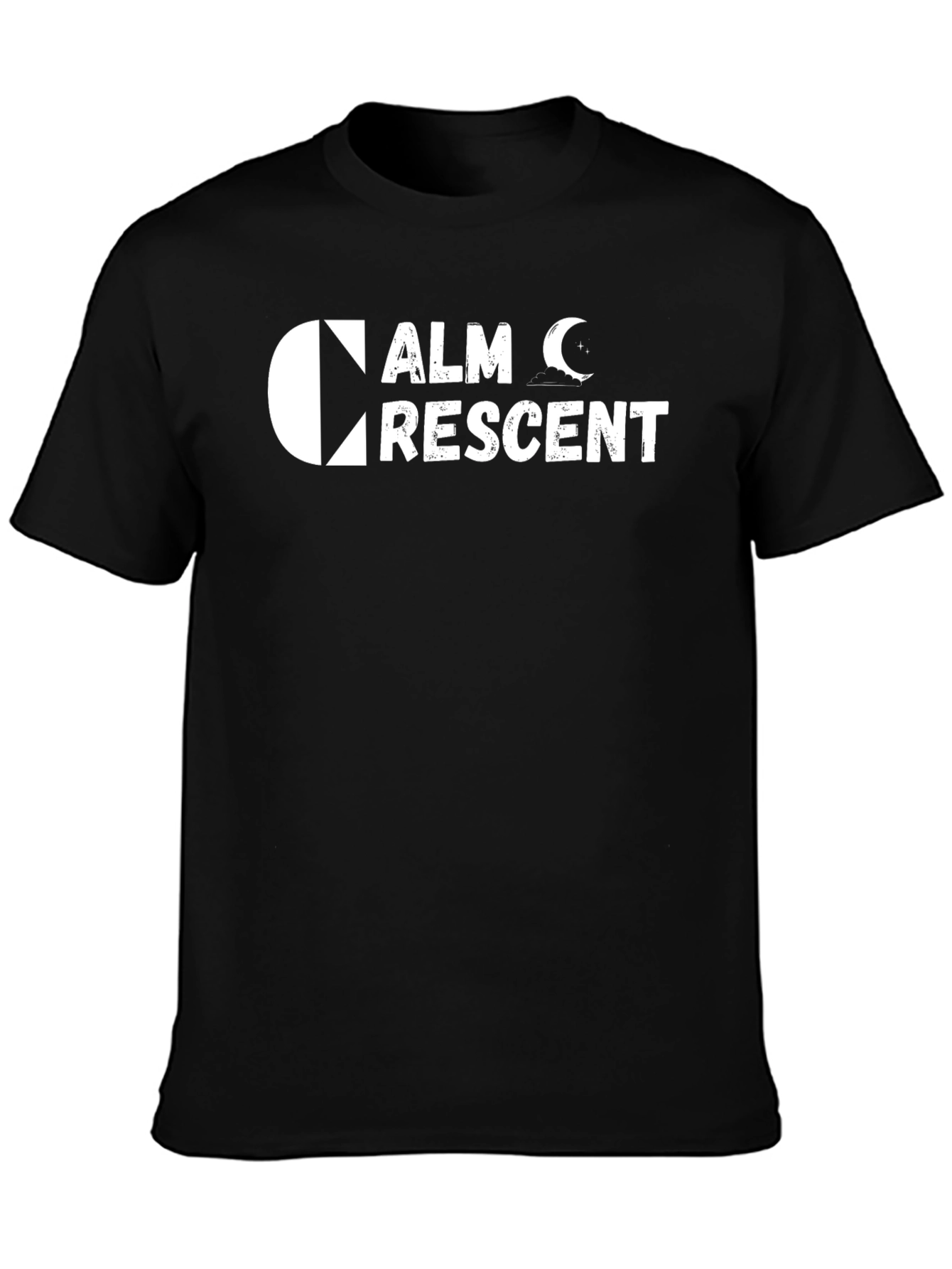 Calm Crescent Black T-Shirt - Unique Design