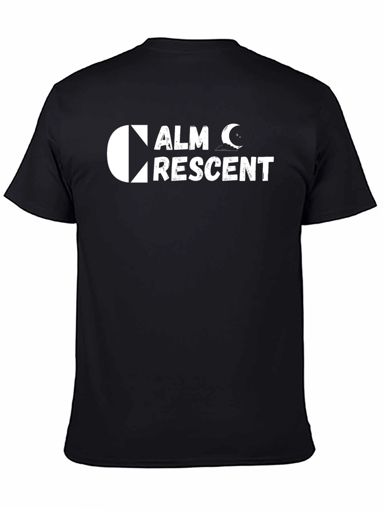 Calm Crescent Black T-Shirt - Unique Design