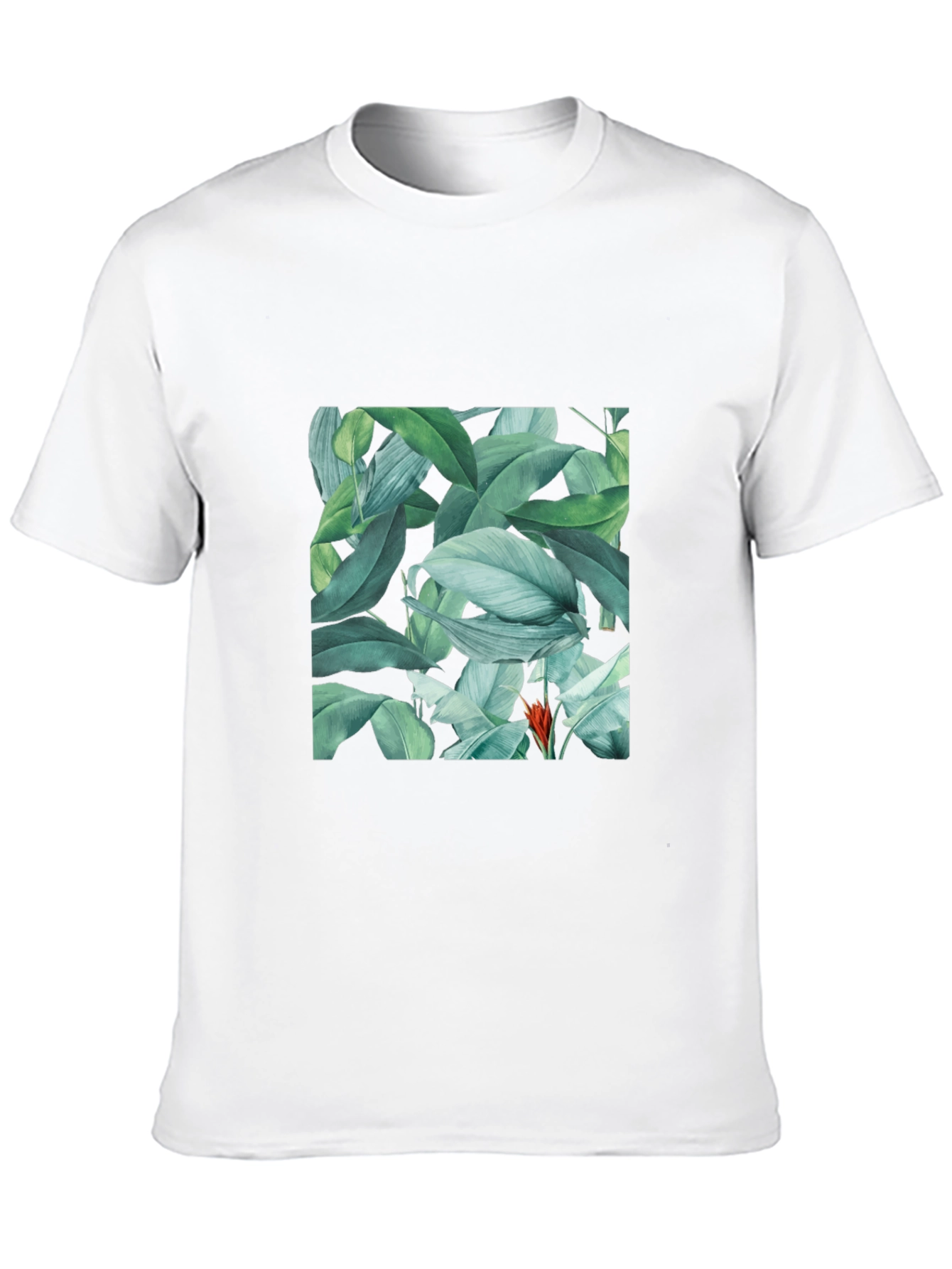 Tropical Leaves Print Black T-Shirt