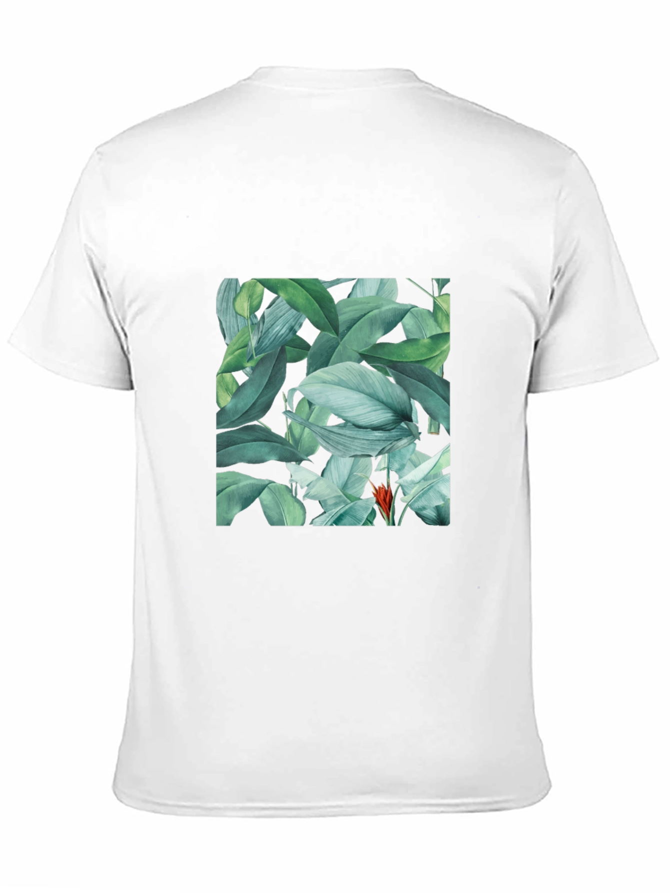 Tropical Leaves Print Black T-Shirt