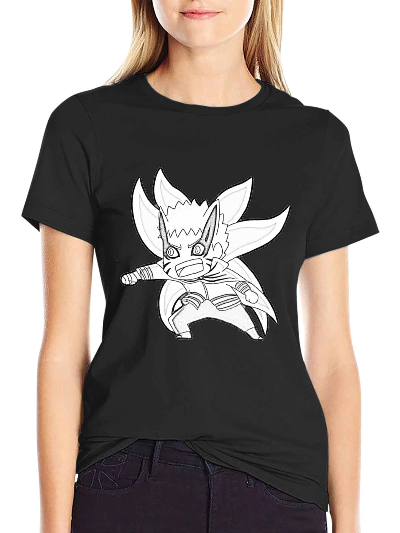 Naruto Nine Tails Mode Anime T-Shirt - Black