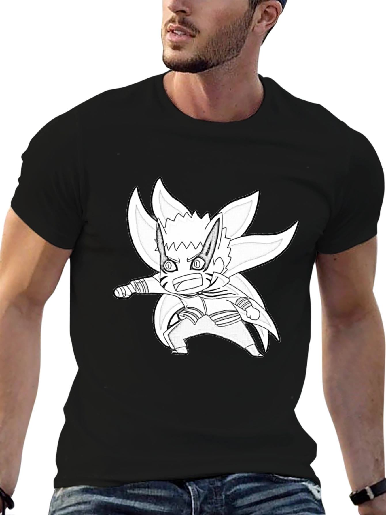 Naruto Nine Tails Mode Anime T-Shirt - Black