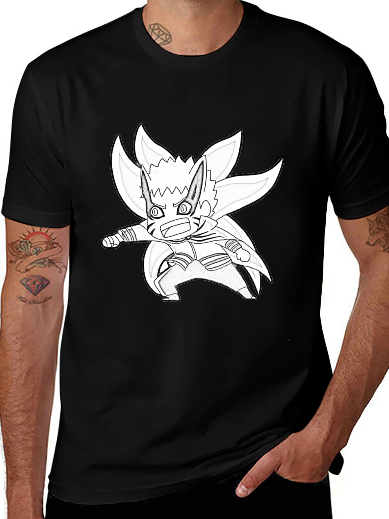 Naruto Nine Tails Mode Anime T-Shirt - Black