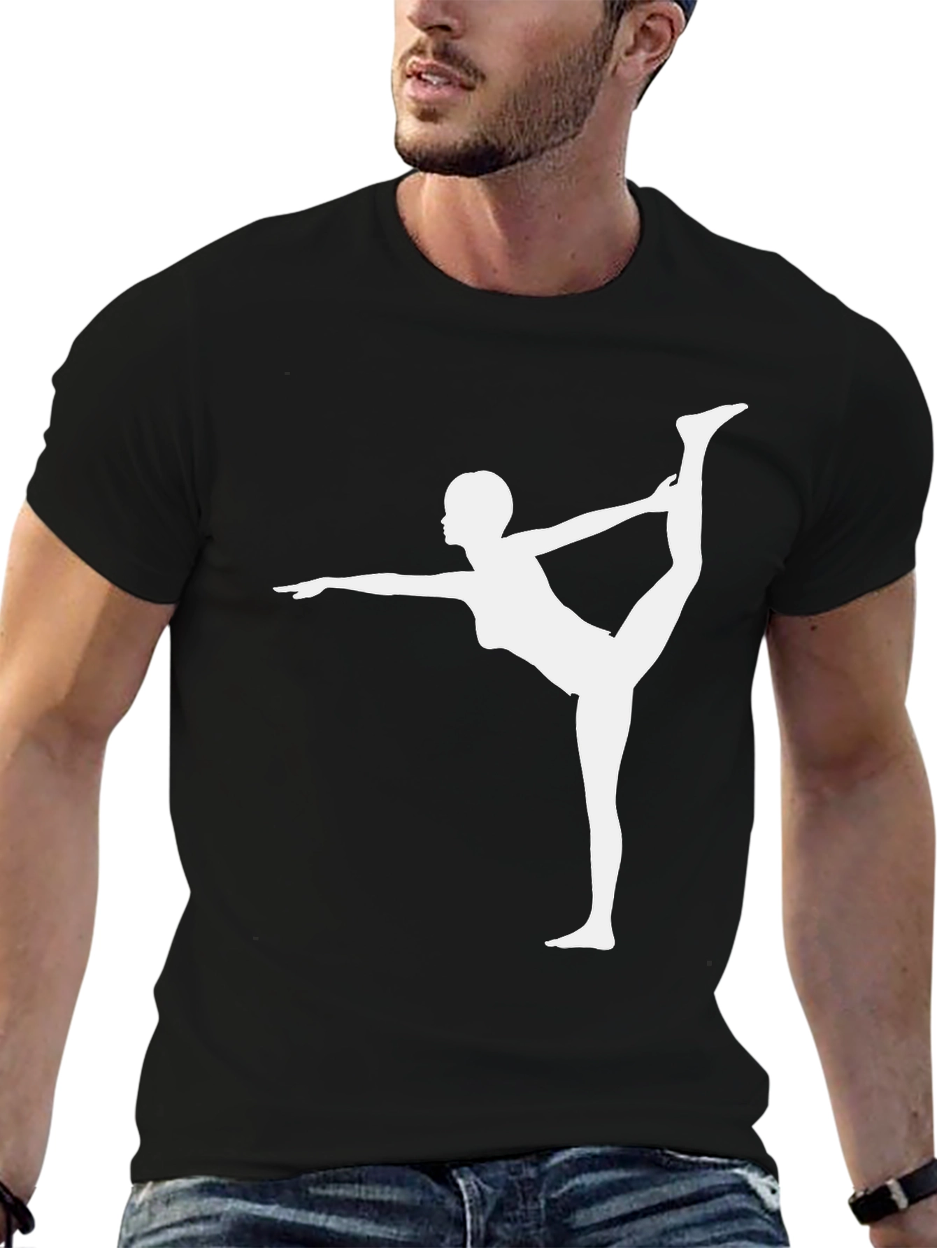 Yoga Pose Graphic Tee - Black Cotton Blend