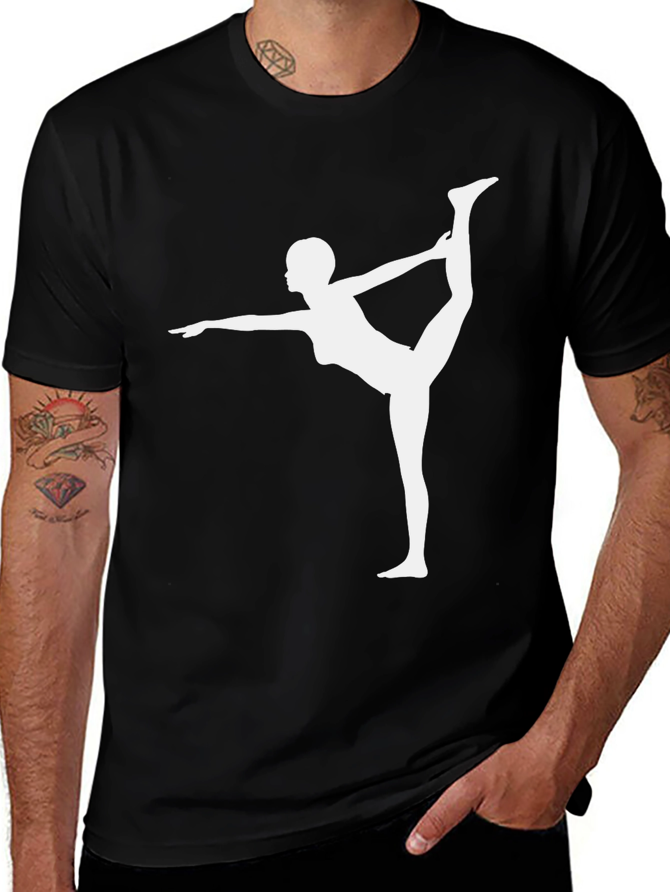 Yoga Pose Graphic Tee - Black Cotton Blend