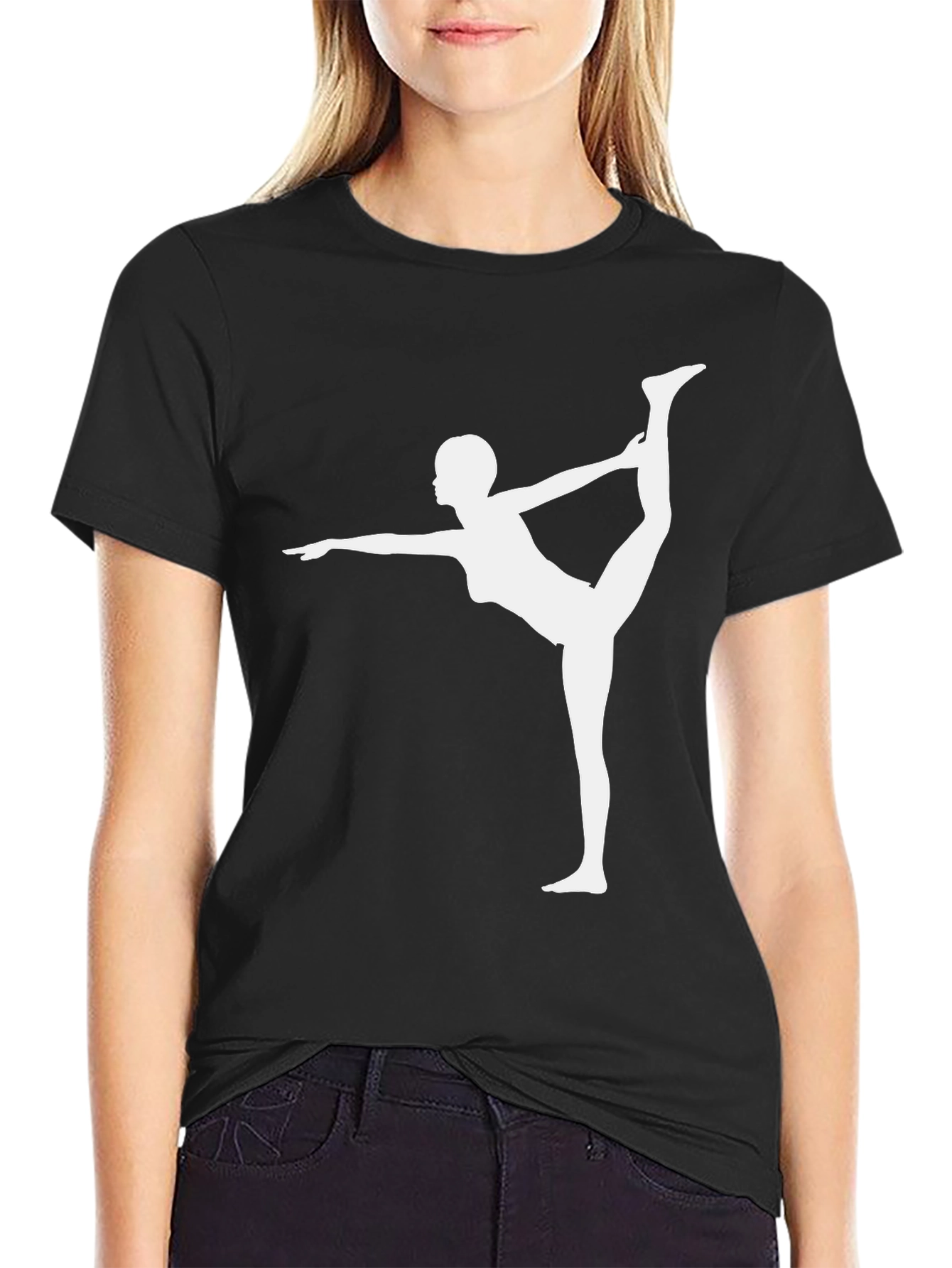 Yoga Pose Graphic Tee - Black Cotton Blend