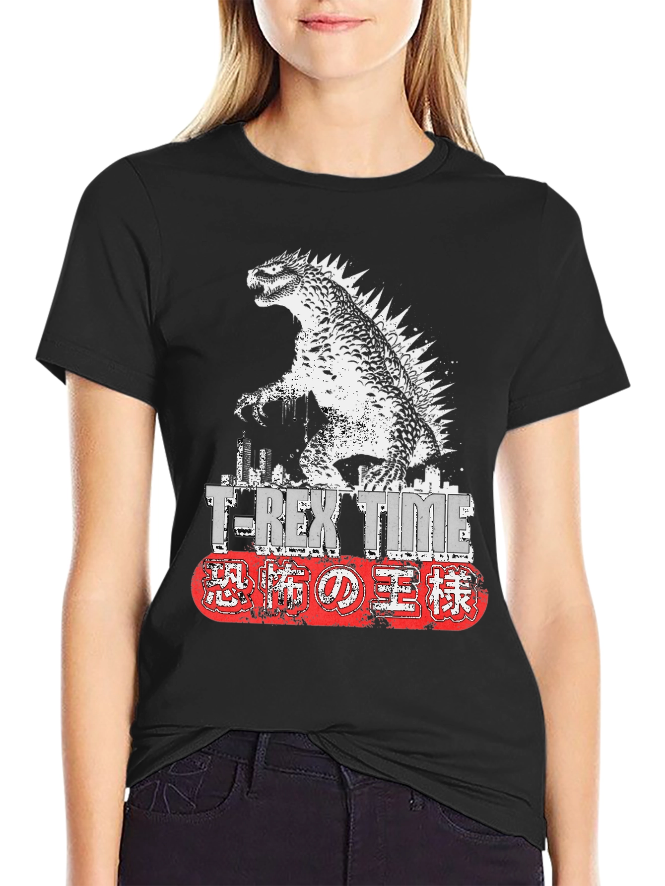 T-Rex Time Godzilla Graphic Black Tee