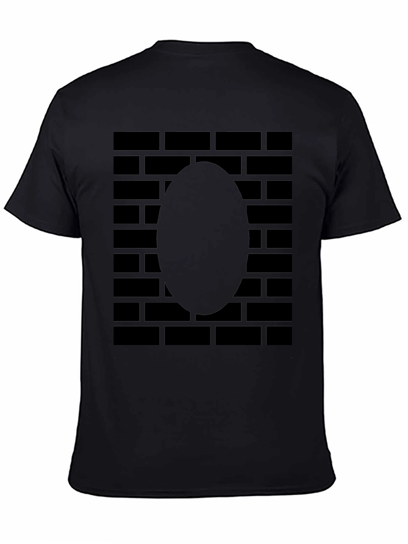 Brick Wall Oval T-Shirt - Solid Black Graphic Tee
