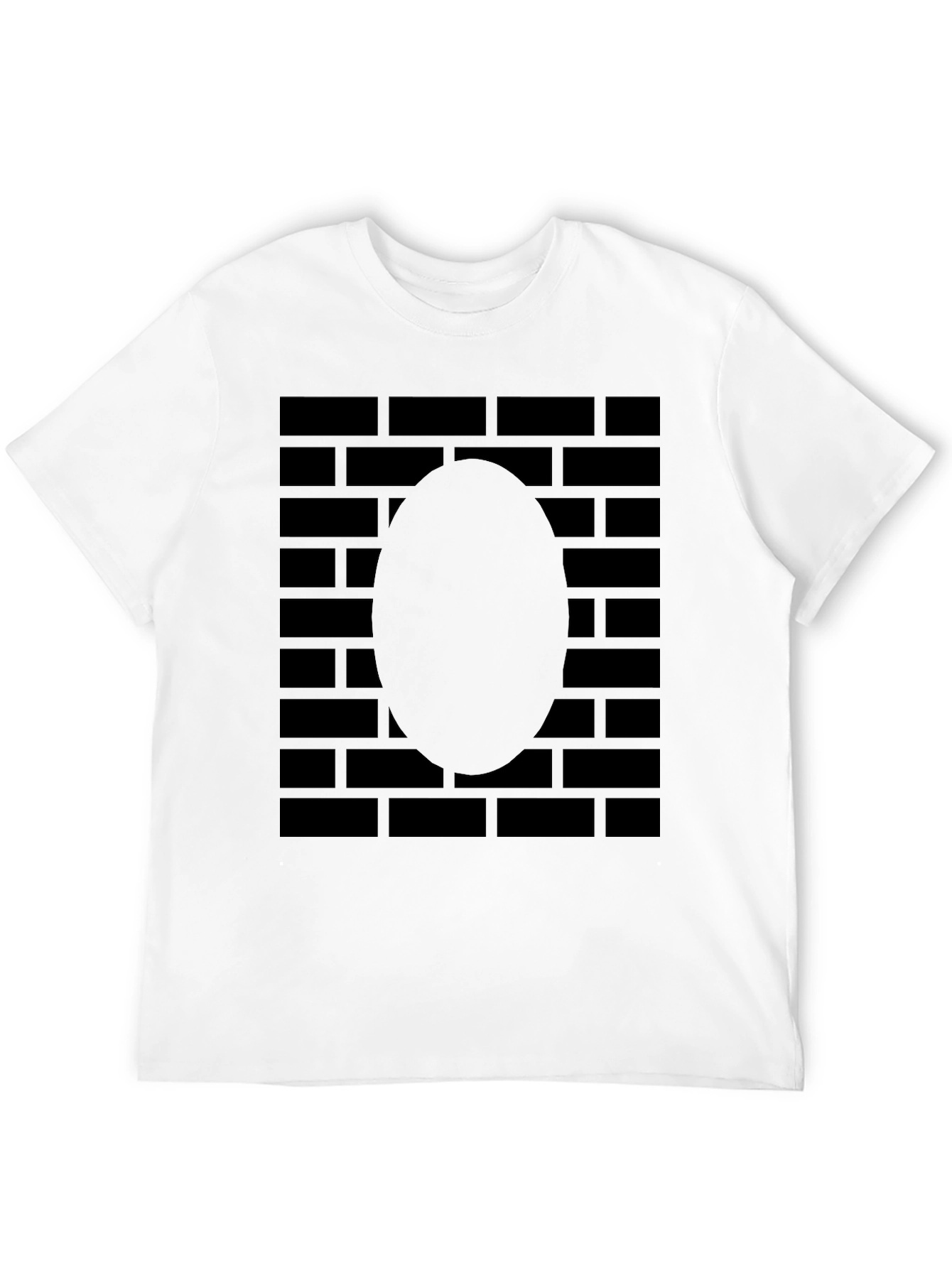 Brick Wall Oval T-Shirt - Solid Black Graphic Tee