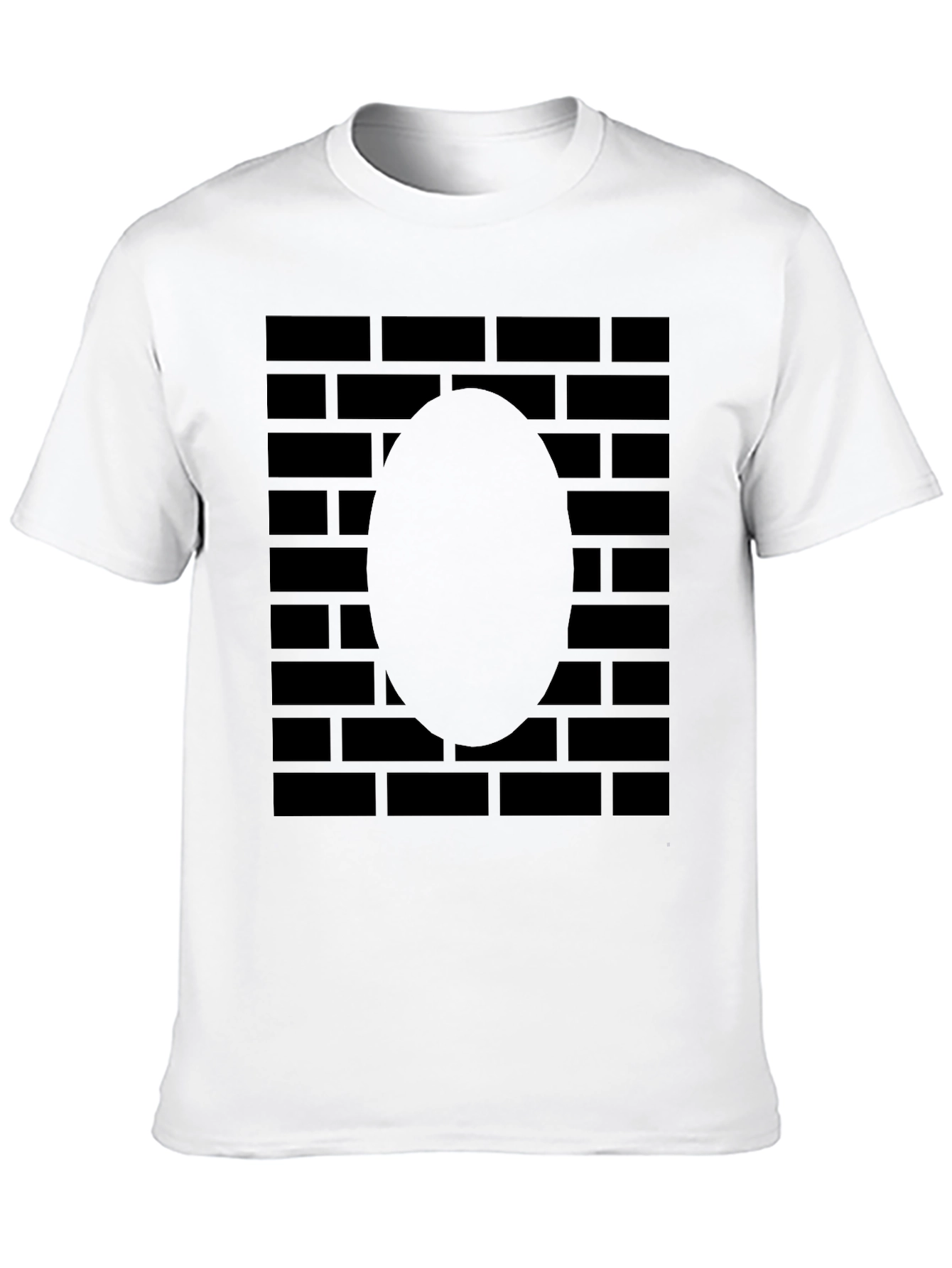Brick Wall Oval T-Shirt - Solid Black Graphic Tee