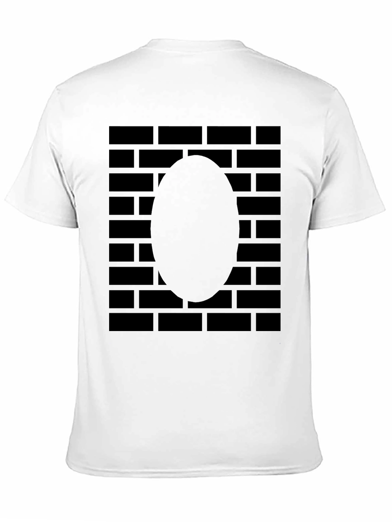 Brick Wall Oval T-Shirt - Solid Black Graphic Tee