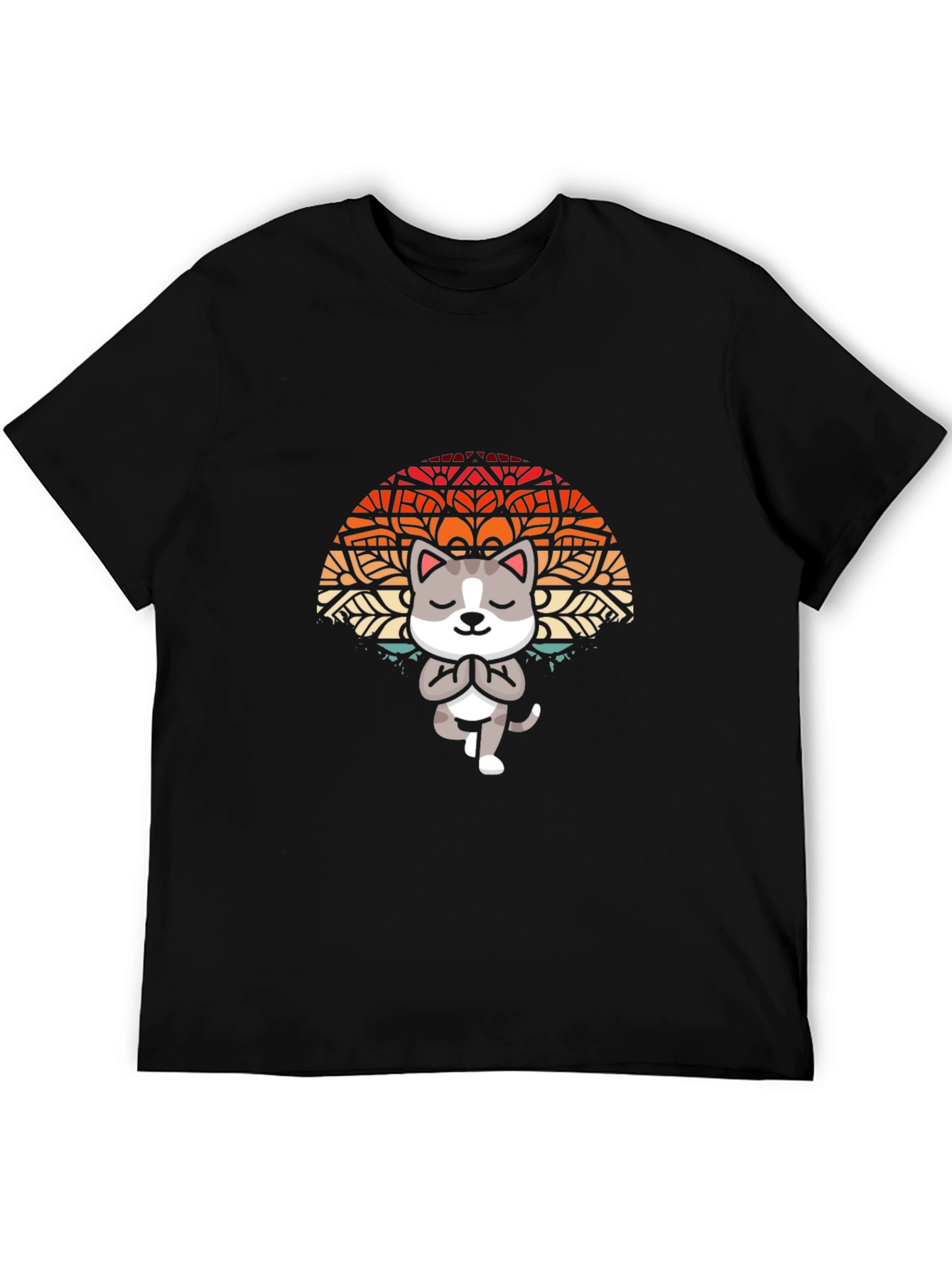 Yoga Cat Mandala Graphic Tee