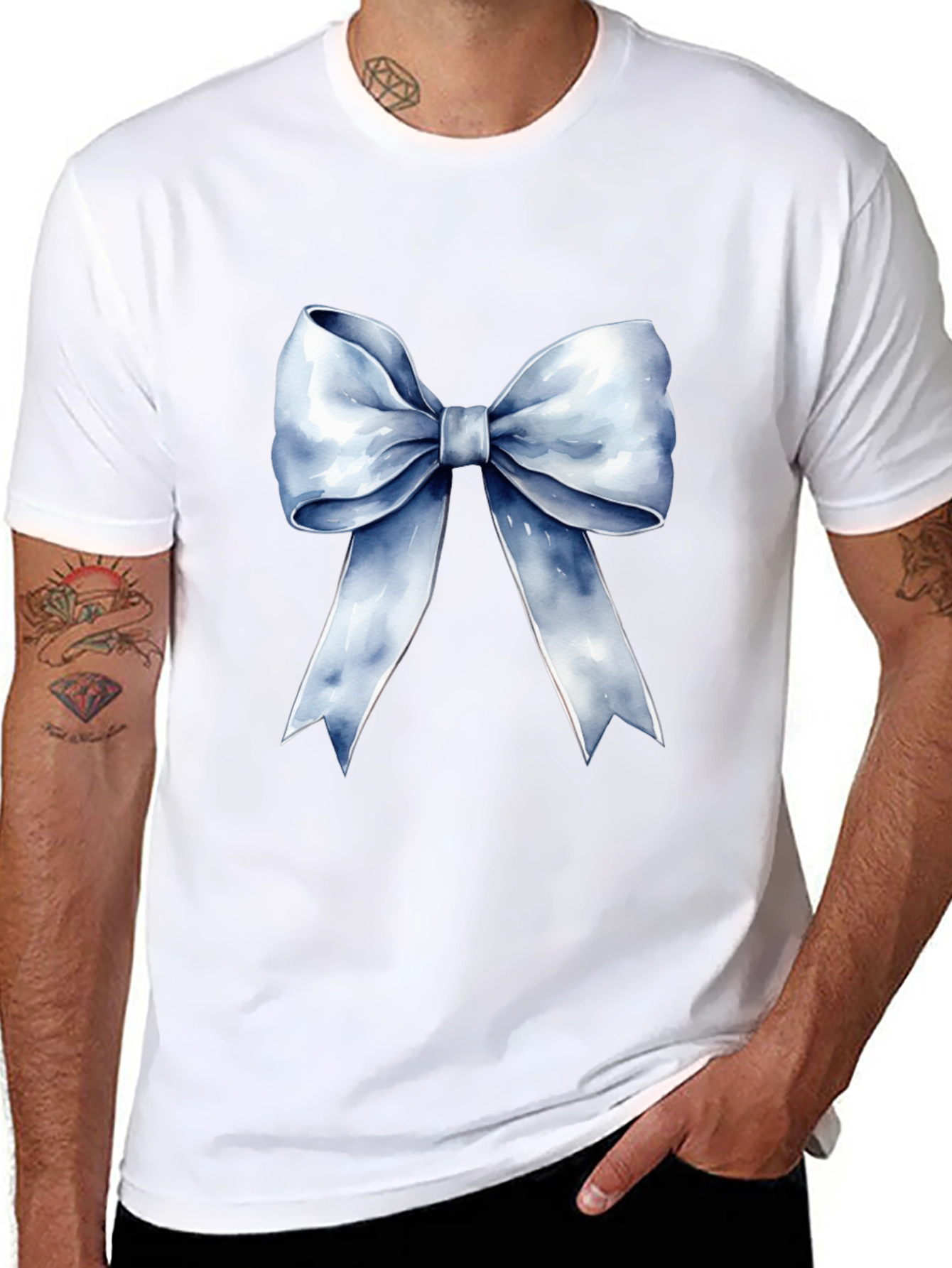 Bow Graphic Tee - Stylish Black Cotton T-Shirt
