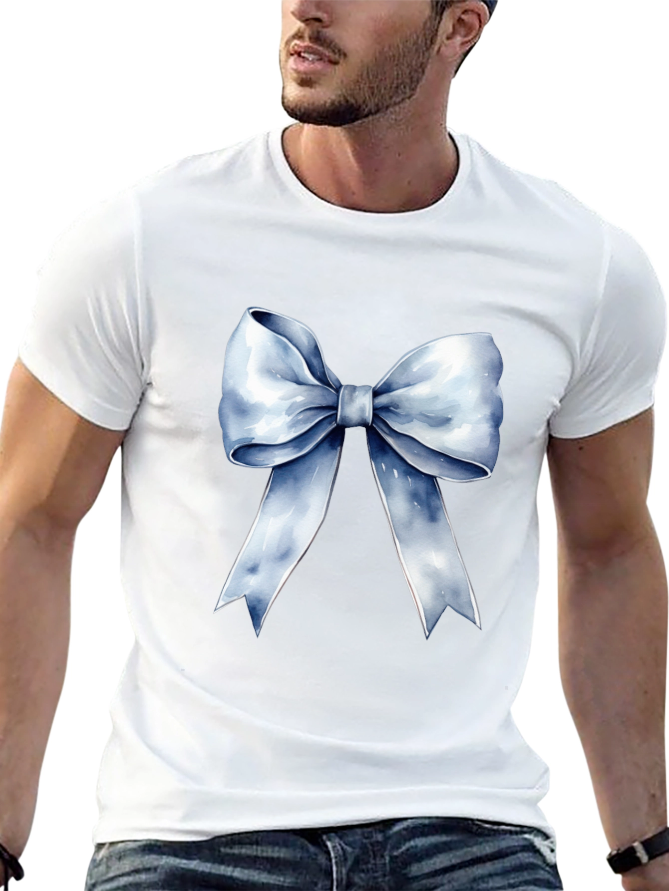 Bow Graphic Tee - Stylish Black Cotton T-Shirt