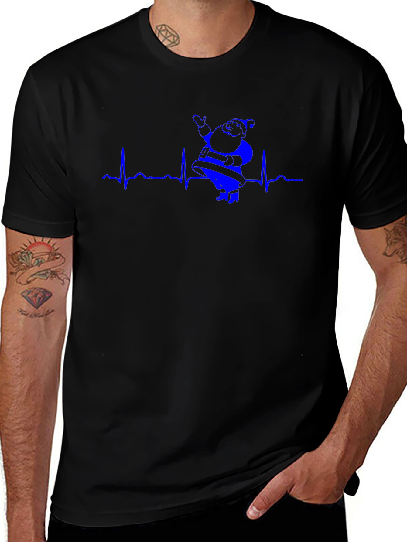 Santa Heartbeat T-Shirt - Holiday Festive Wear