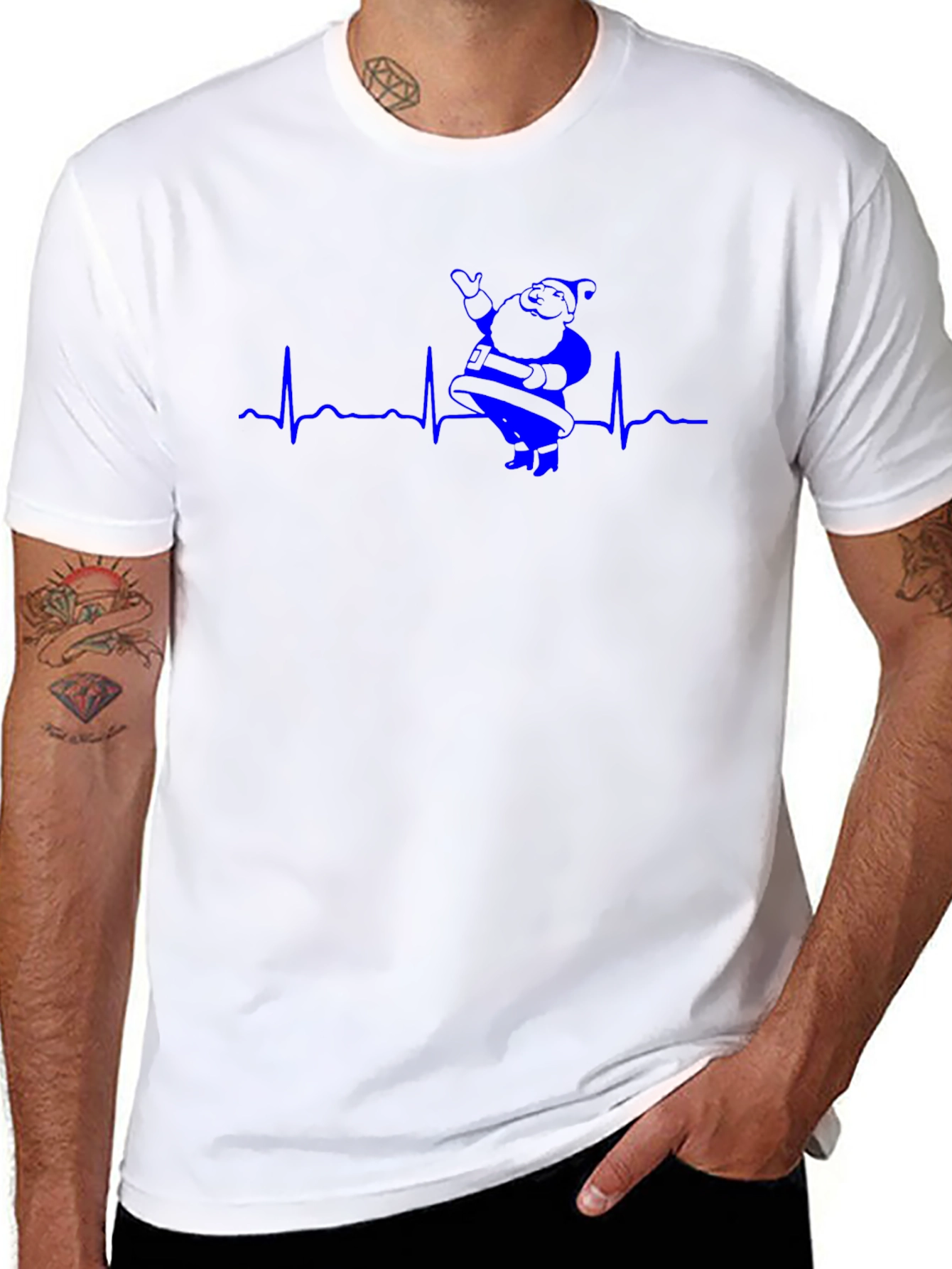 Santa Heartbeat T-Shirt - Holiday Festive Wear