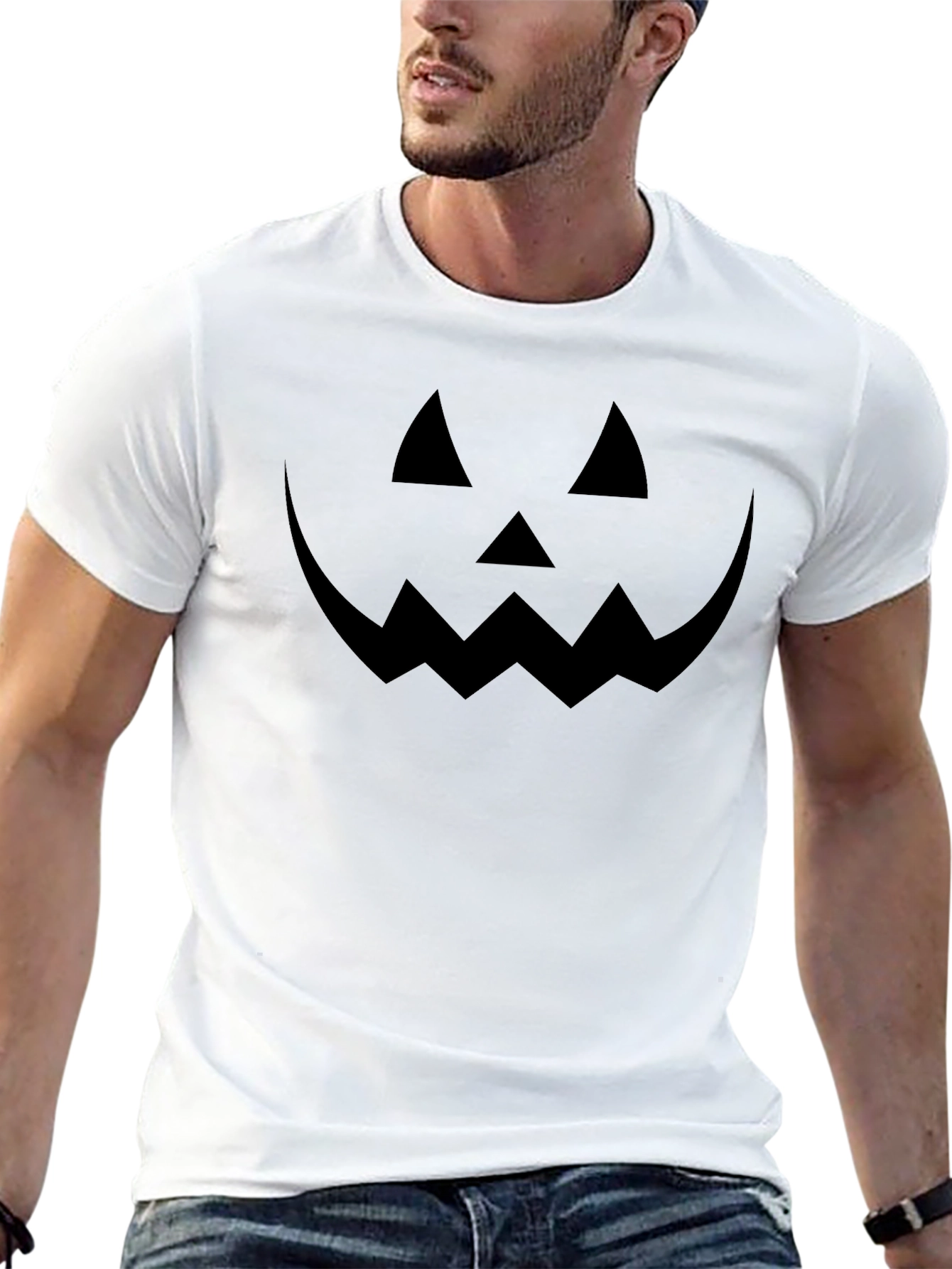 Halloween Pumpkin Face Black T-Shirt