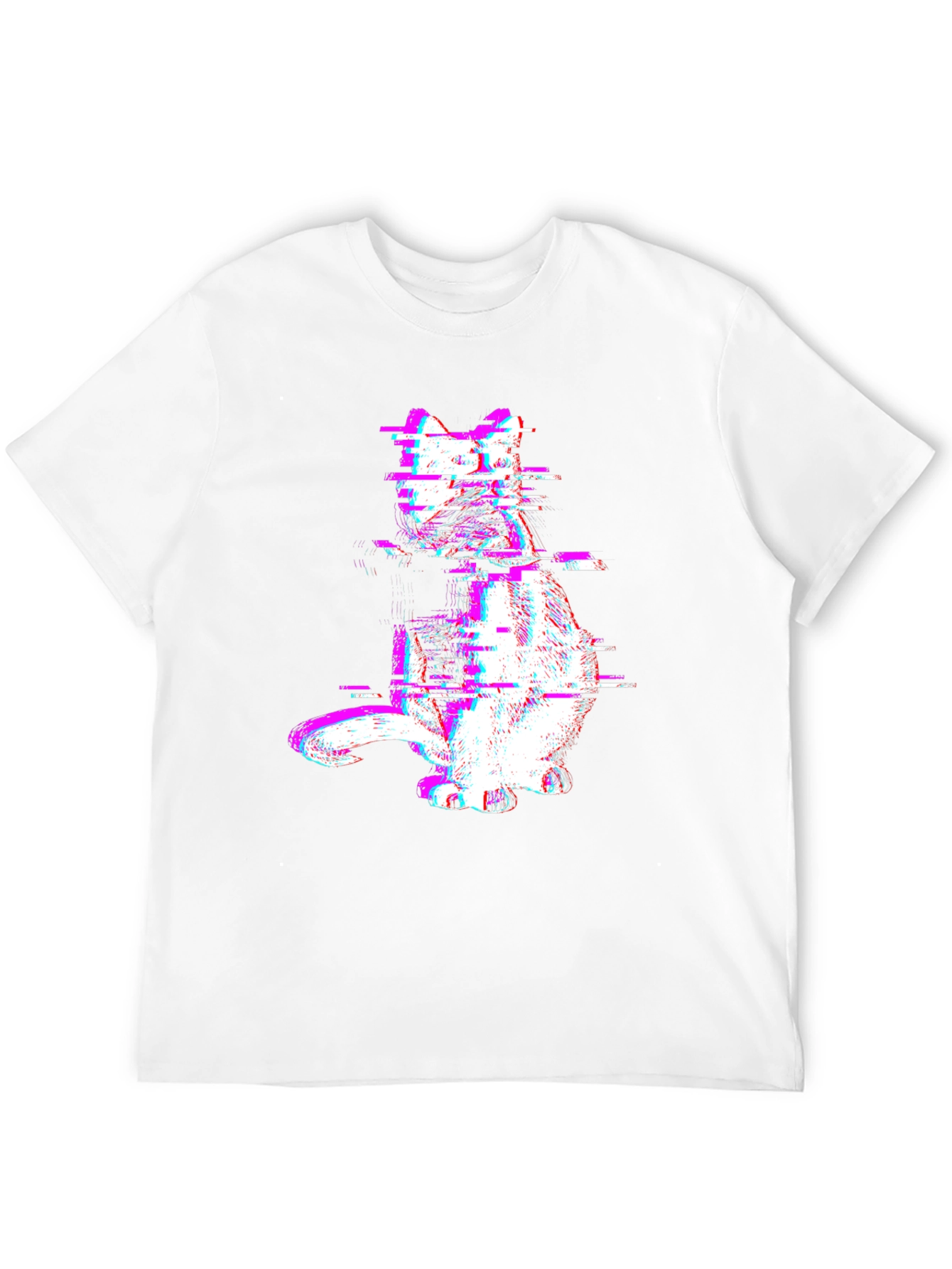 Glitch Cat Graphic Tee - Trendy Black T-Shirt