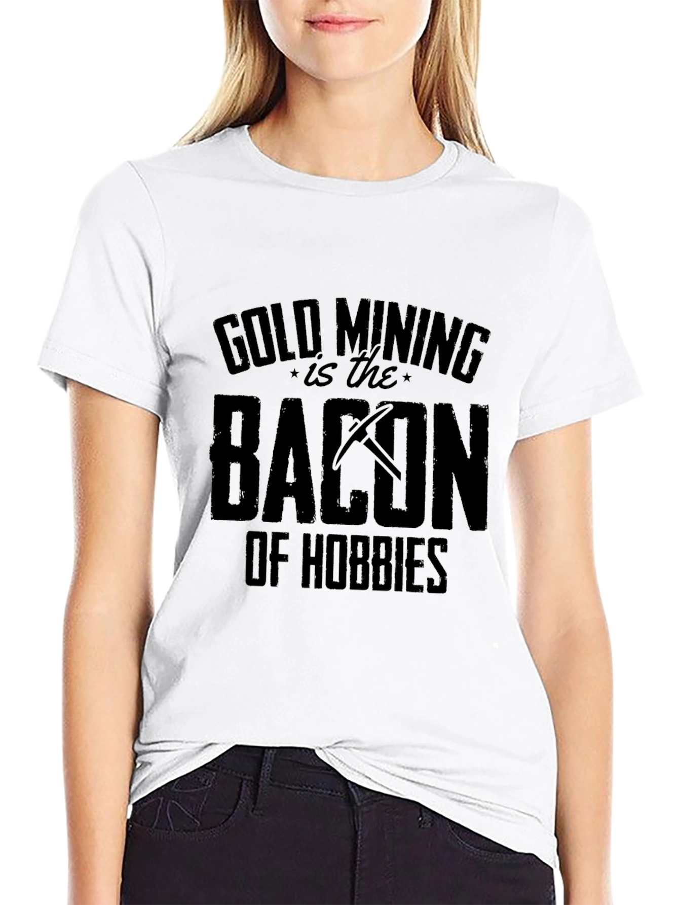 Gold Mining Bacon of Hobbies Funny Black T-Shirt
