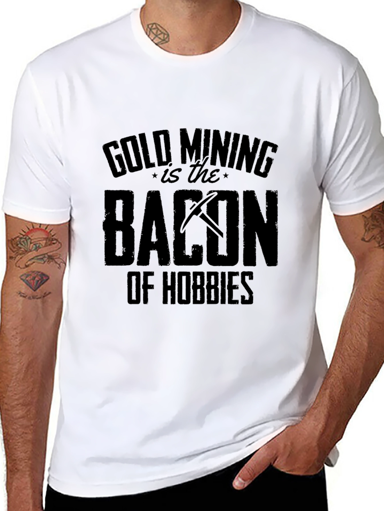 Gold Mining Bacon of Hobbies Funny Black T-Shirt