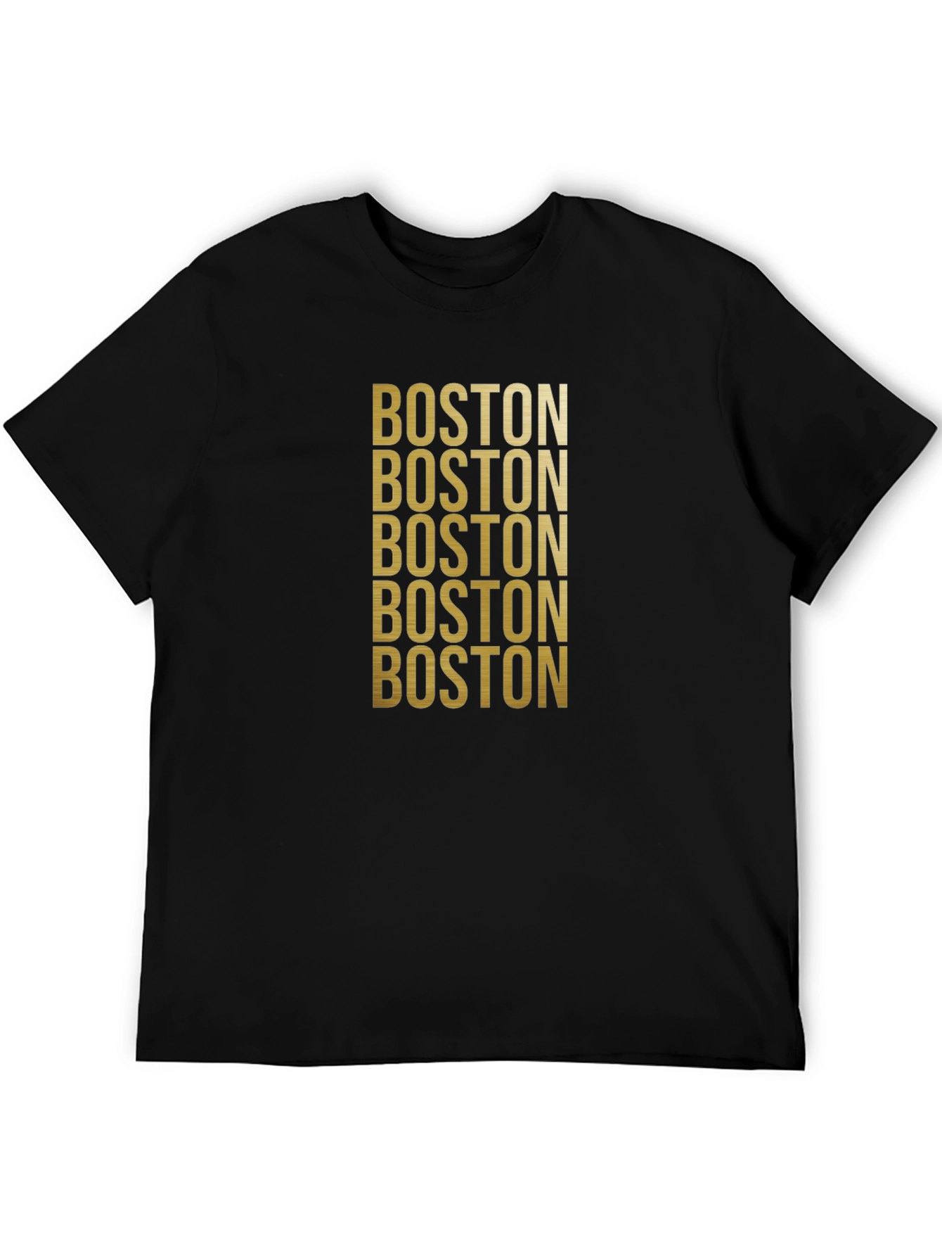 Boston Gold Print Black T-Shirt
