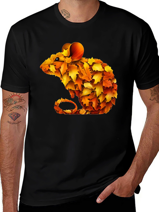 Autumn Leaf Mouse Graphic Tee - Unique Fall Design