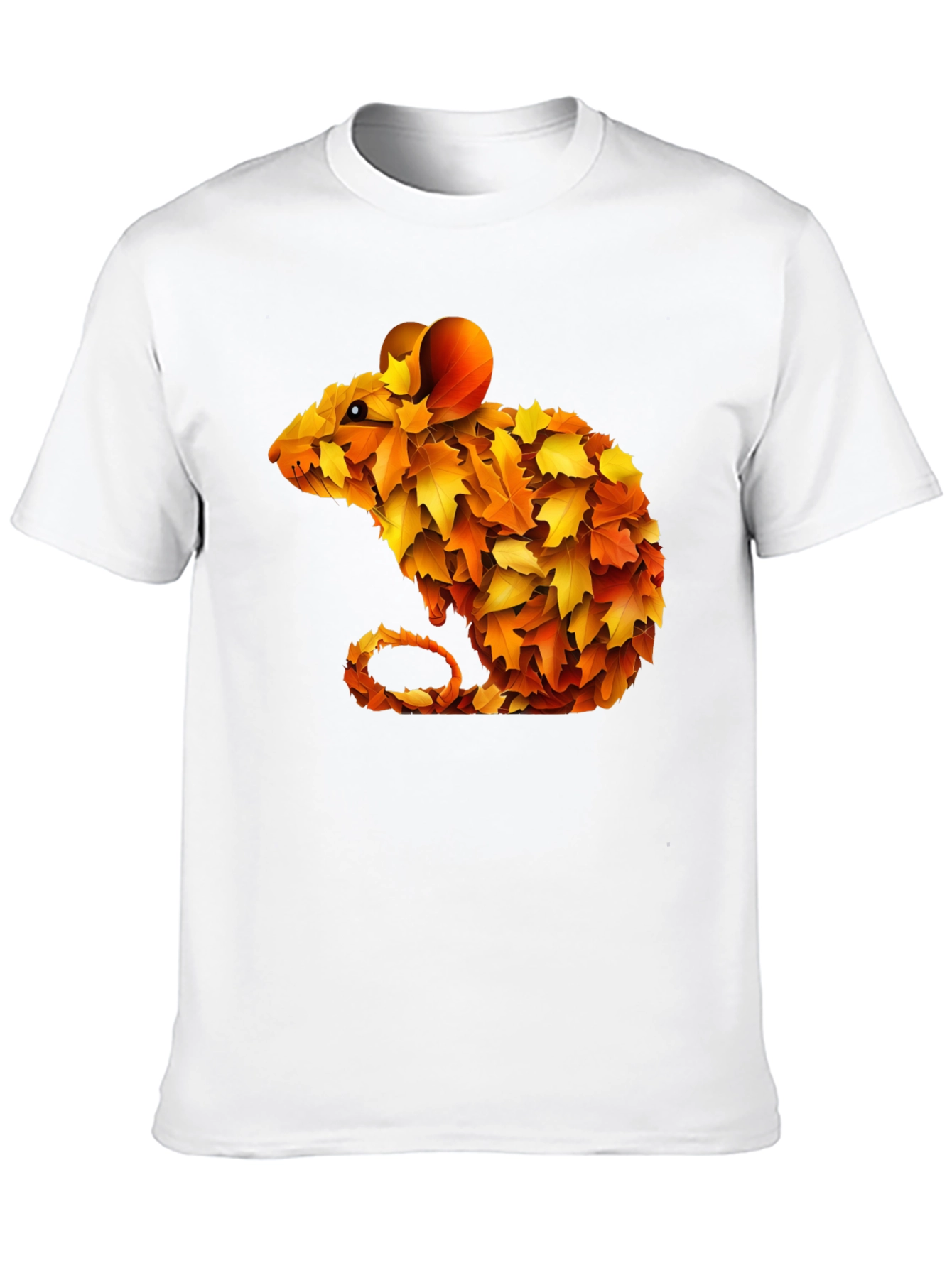 Autumn Leaf Mouse Graphic Tee - Unique Fall Design