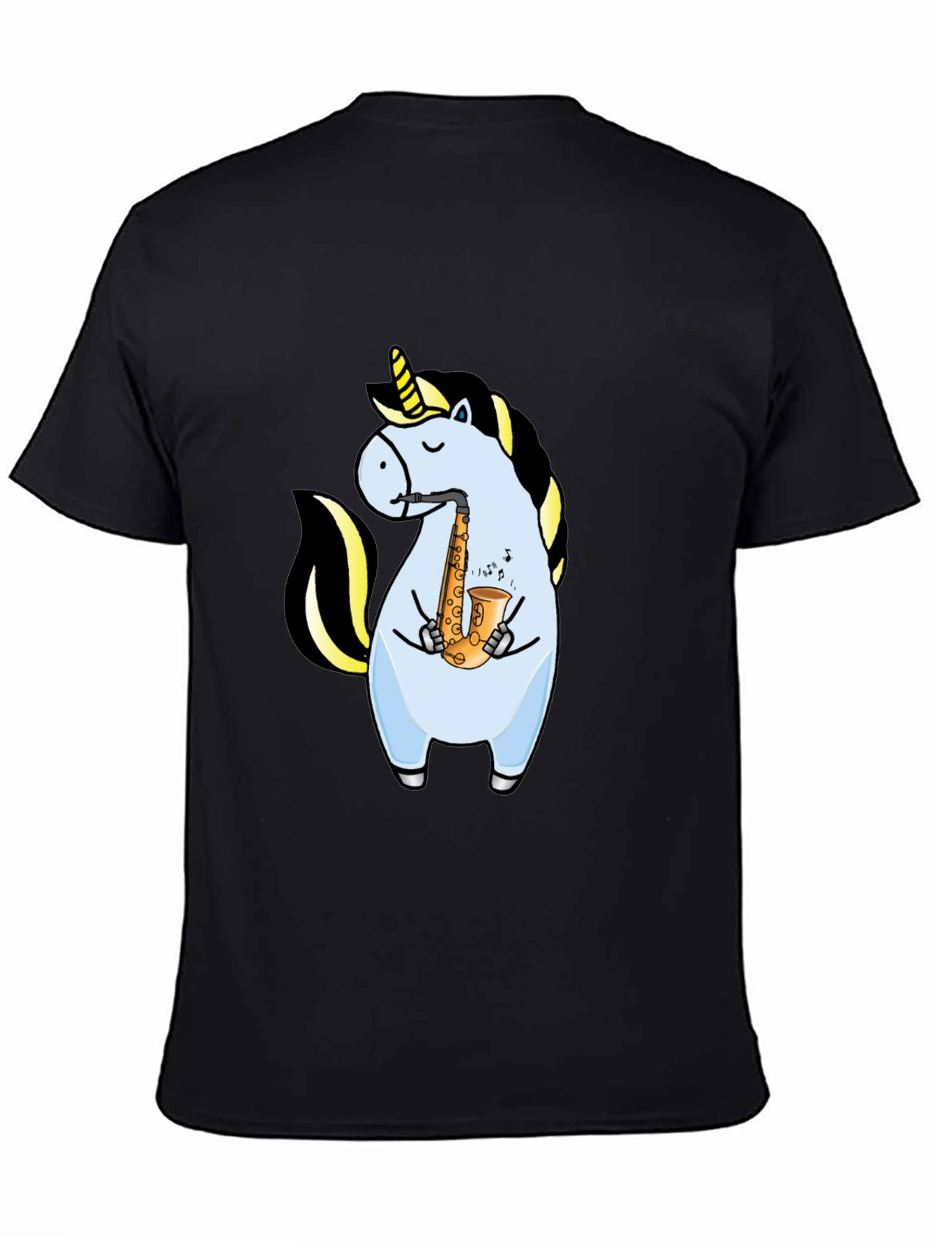Unicorn Saxophone Graphic T-Shirt - Black