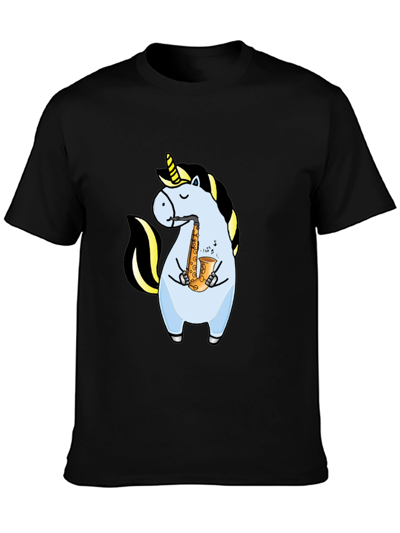 Unicorn Saxophone Graphic T-Shirt - Black