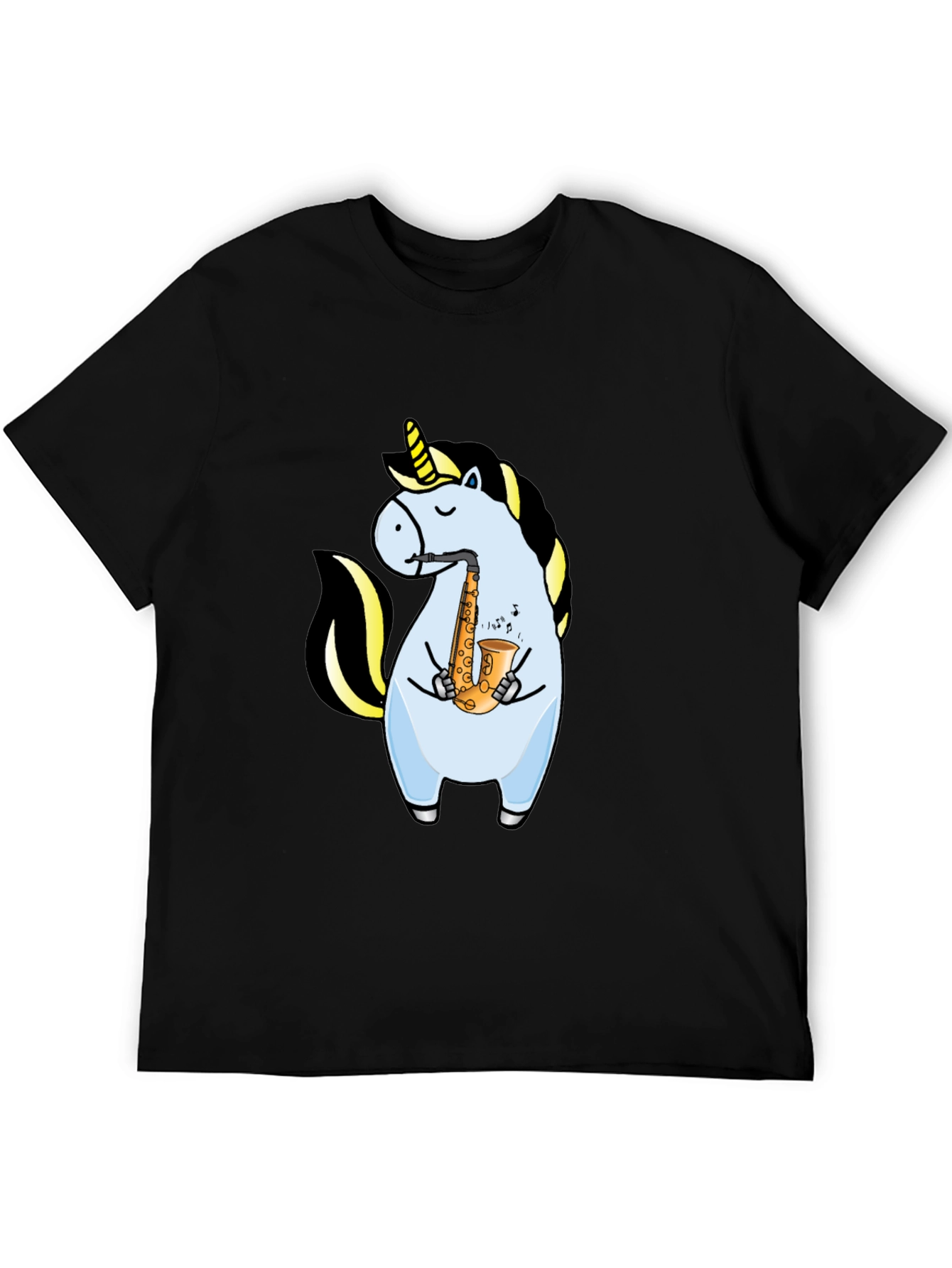 Unicorn Saxophone Graphic T-Shirt - Black