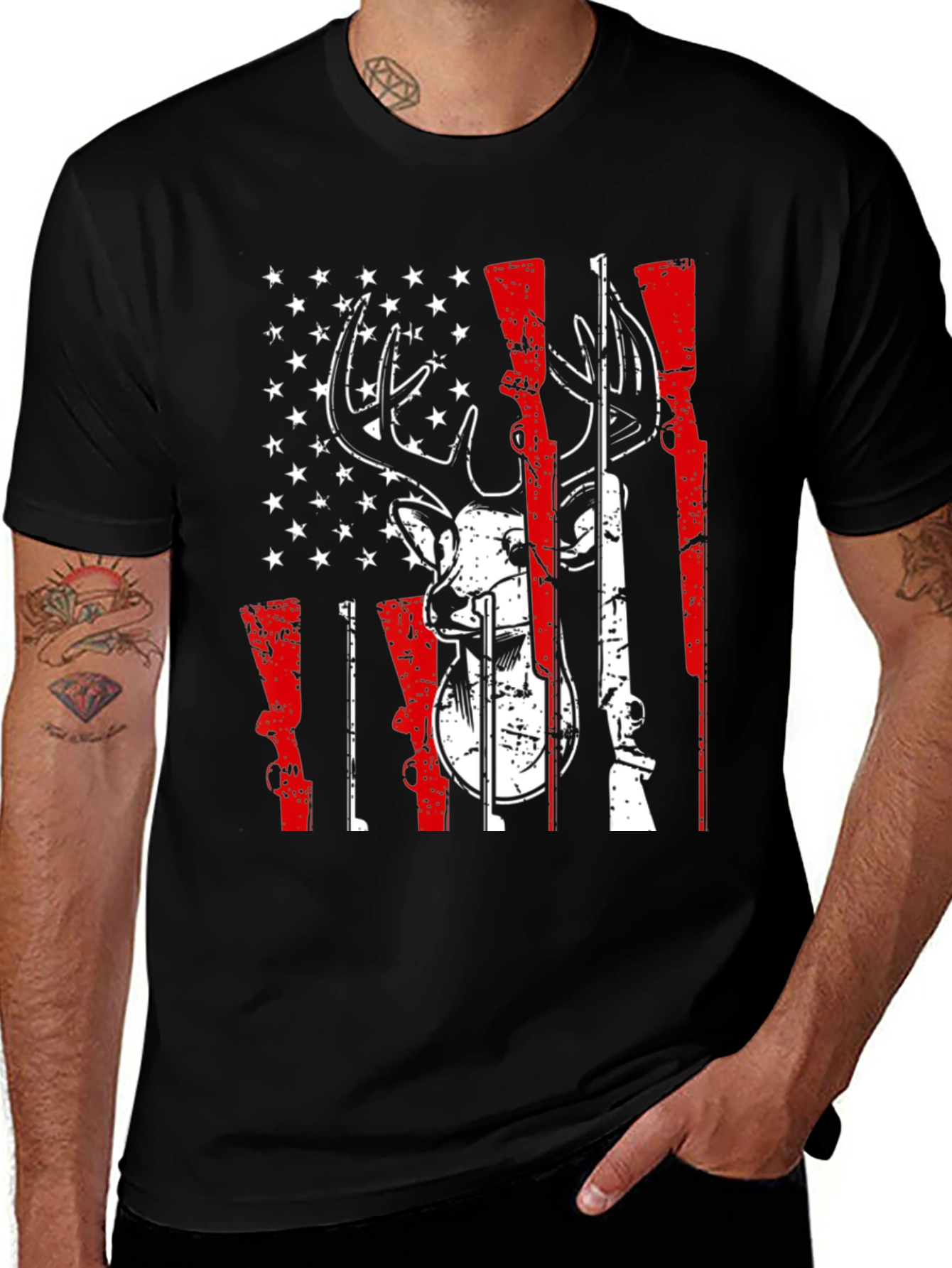 American Flag Deer Hunting Graphic Tee