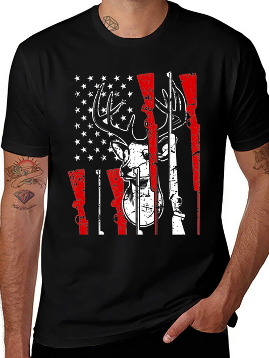 American Flag Deer Hunting Graphic Tee