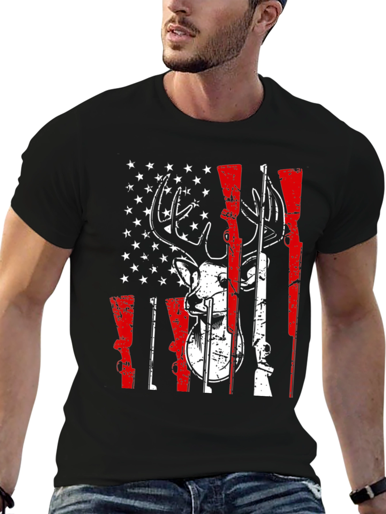 American Flag Deer Hunting Graphic Tee